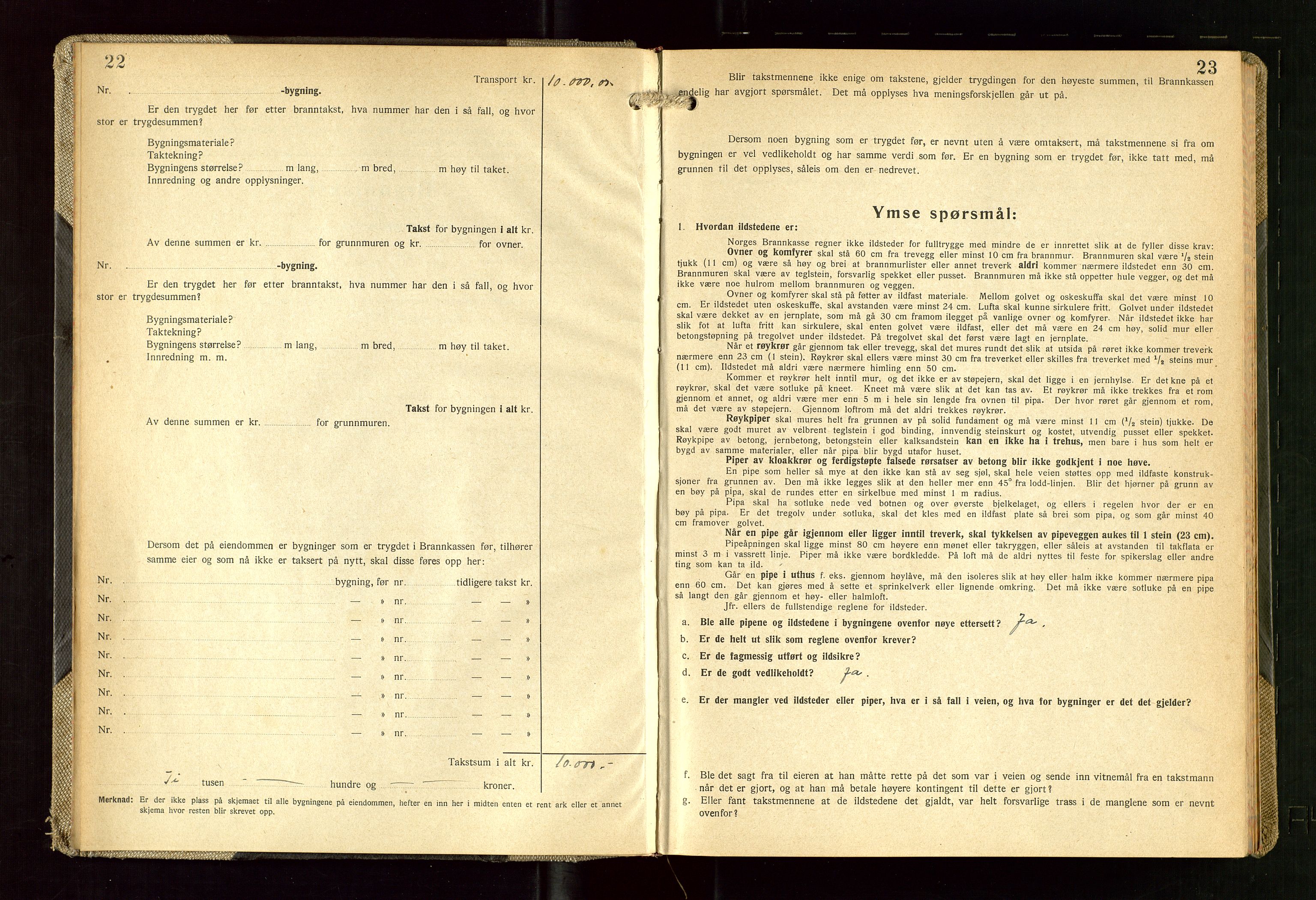 Skudenes lensmannskontor, SAST/A-100444/Gob/L0003: "Brandtakstprotokoll", 1942-1954, s. 22-23