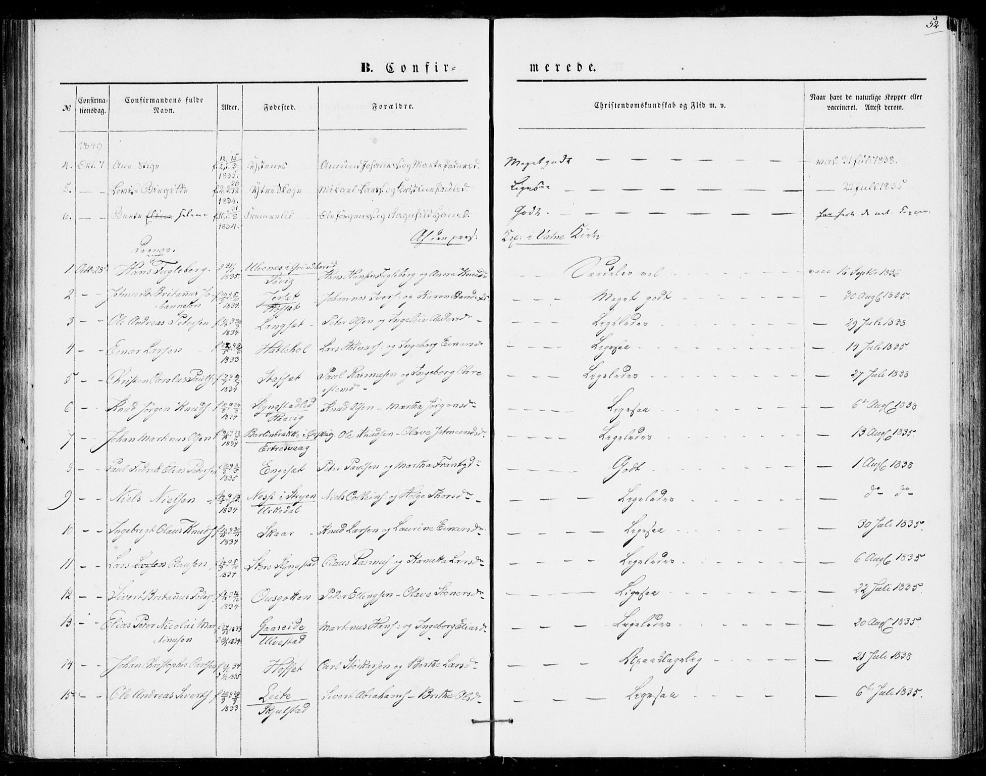 Ministerialprotokoller, klokkerbøker og fødselsregistre - Møre og Romsdal, AV/SAT-A-1454/524/L0353: Ministerialbok nr. 524A05, 1848-1856, s. 52