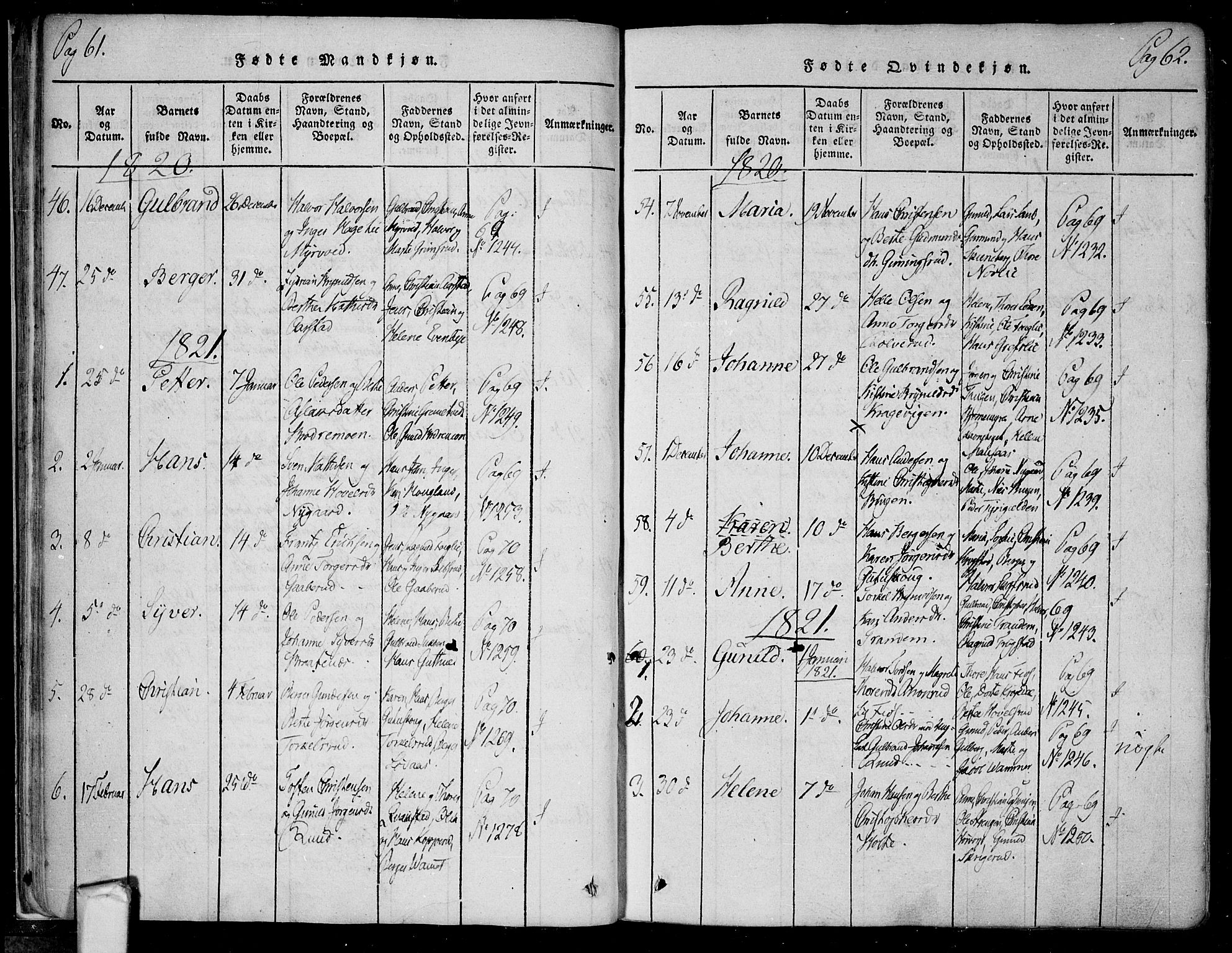 Trøgstad prestekontor Kirkebøker, AV/SAO-A-10925/F/Fa/L0006: Ministerialbok nr. I 6, 1815-1844, s. 61-62