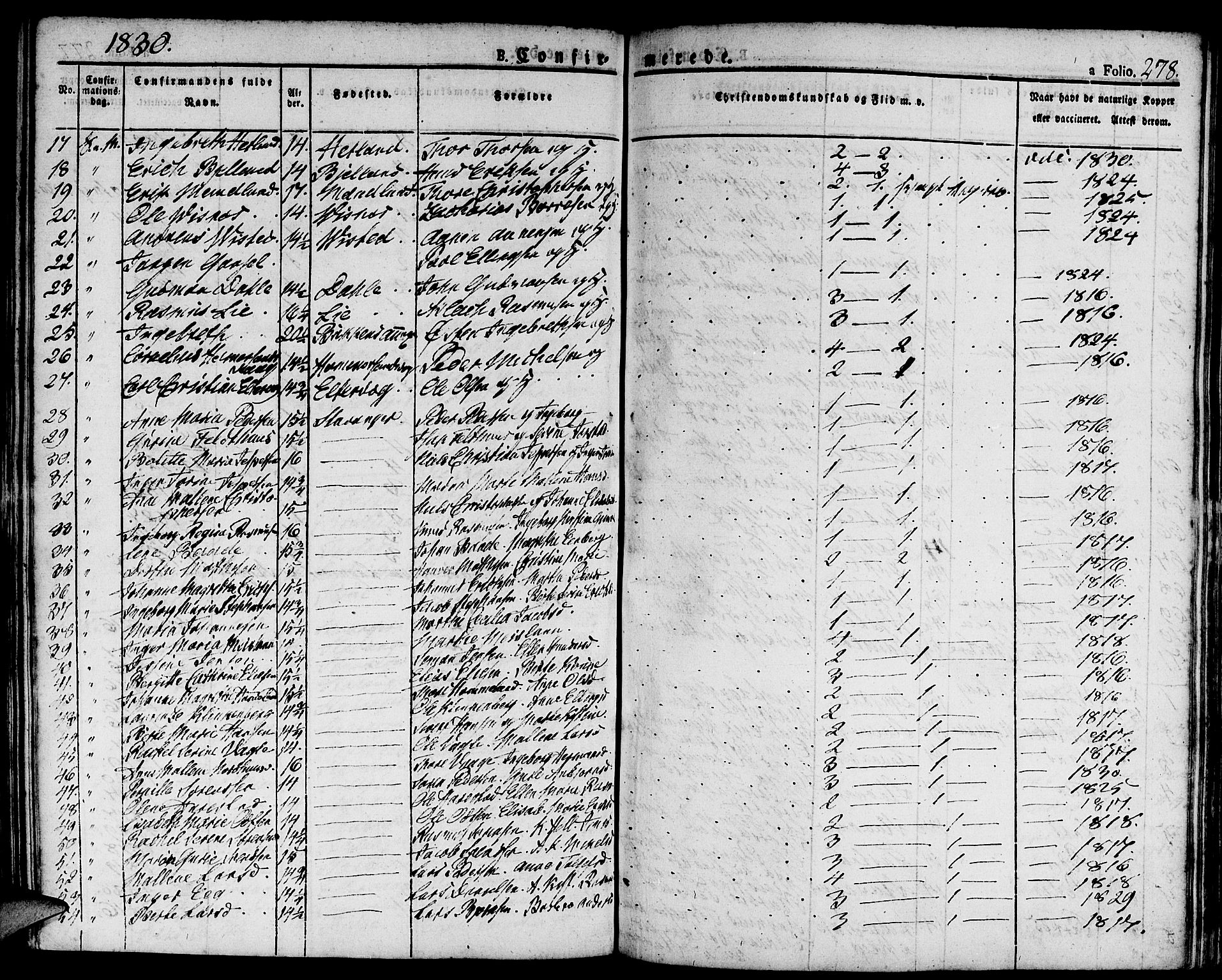 Domkirken sokneprestkontor, AV/SAST-A-101812/001/30/30BA/L0009: Ministerialbok nr. A 9, 1821-1832, s. 278