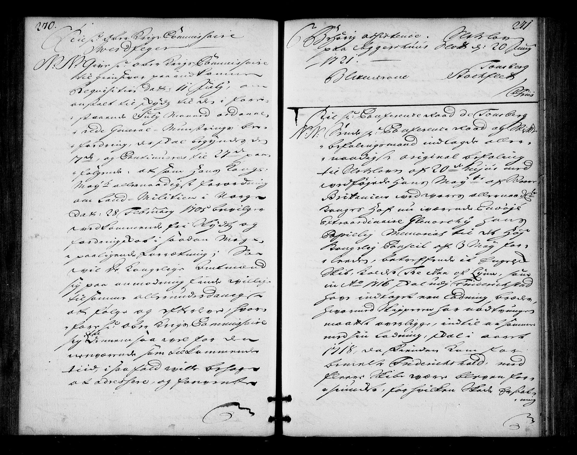 Stattholderembetet 1572-1771, AV/RA-EA-2870/Bd/L0013: Ordreprotokoll, 1720-1722, s. 270-271