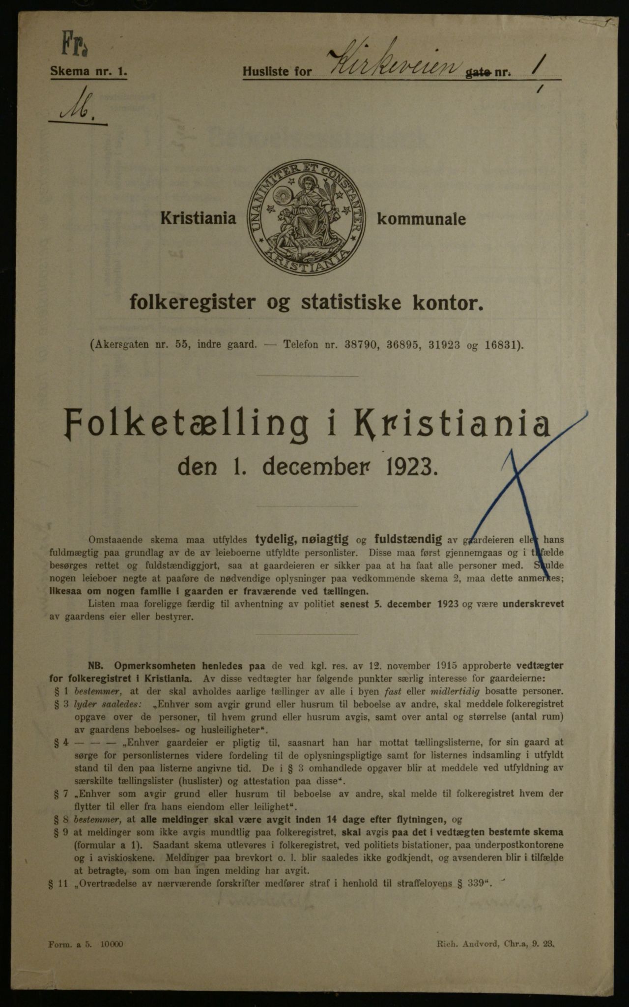 OBA, Kommunal folketelling 1.12.1923 for Kristiania, 1923, s. 56598