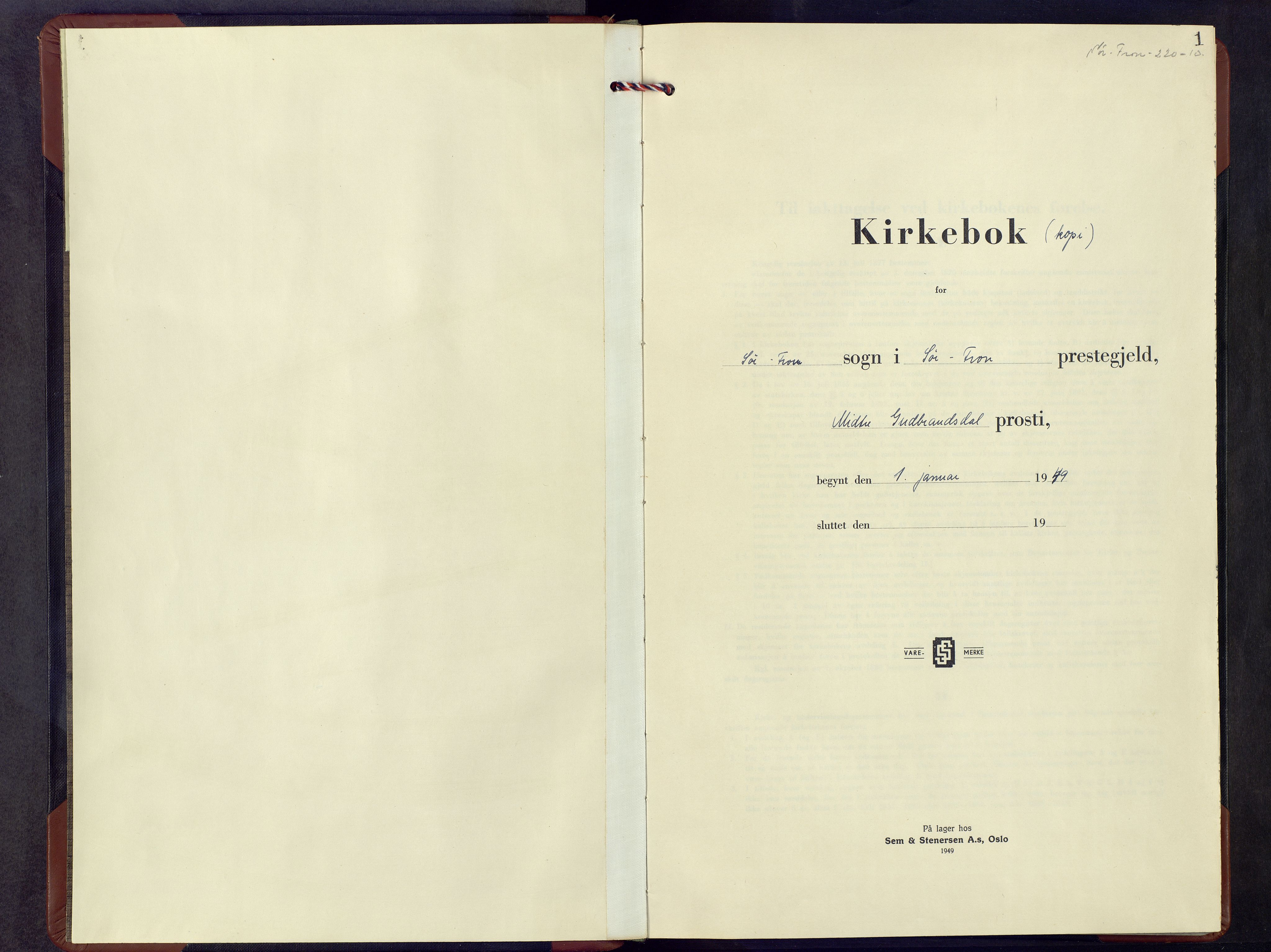 Sør-Fron prestekontor, AV/SAH-PREST-010/H/Ha/Hab/L0007: Klokkerbok nr. 7, 1949-1962, s. 1