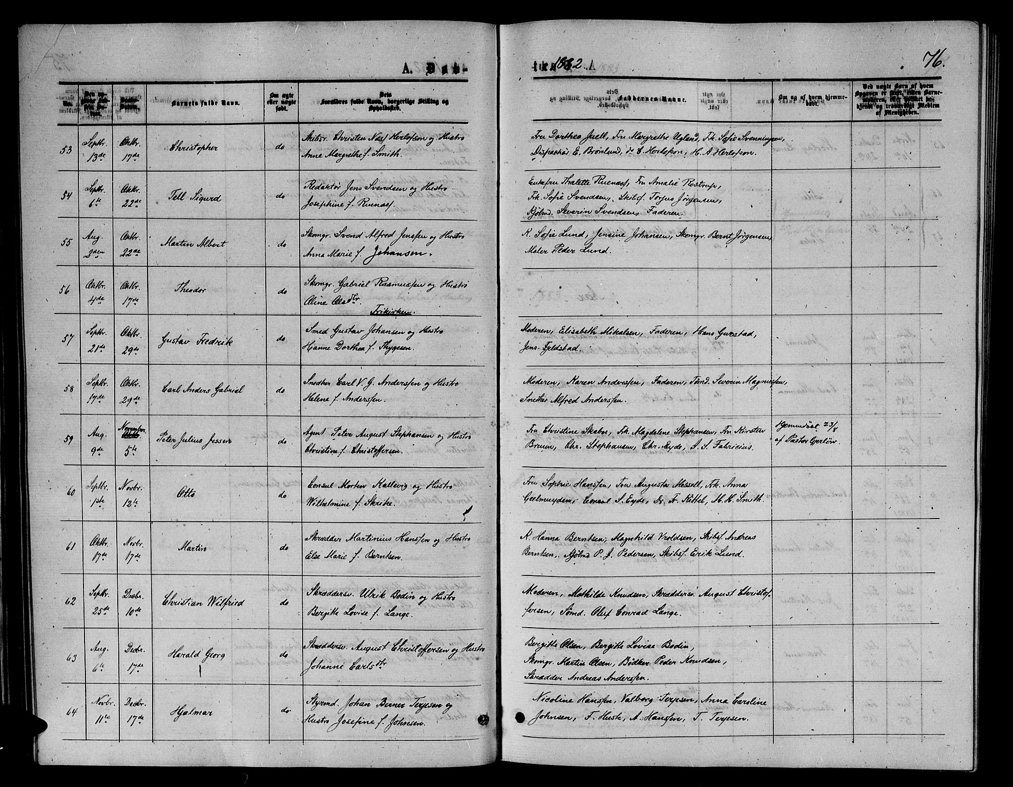 Arendal sokneprestkontor, Trefoldighet, AV/SAK-1111-0040/F/Fb/L0005: Klokkerbok nr. B 5, 1874-1888, s. 76