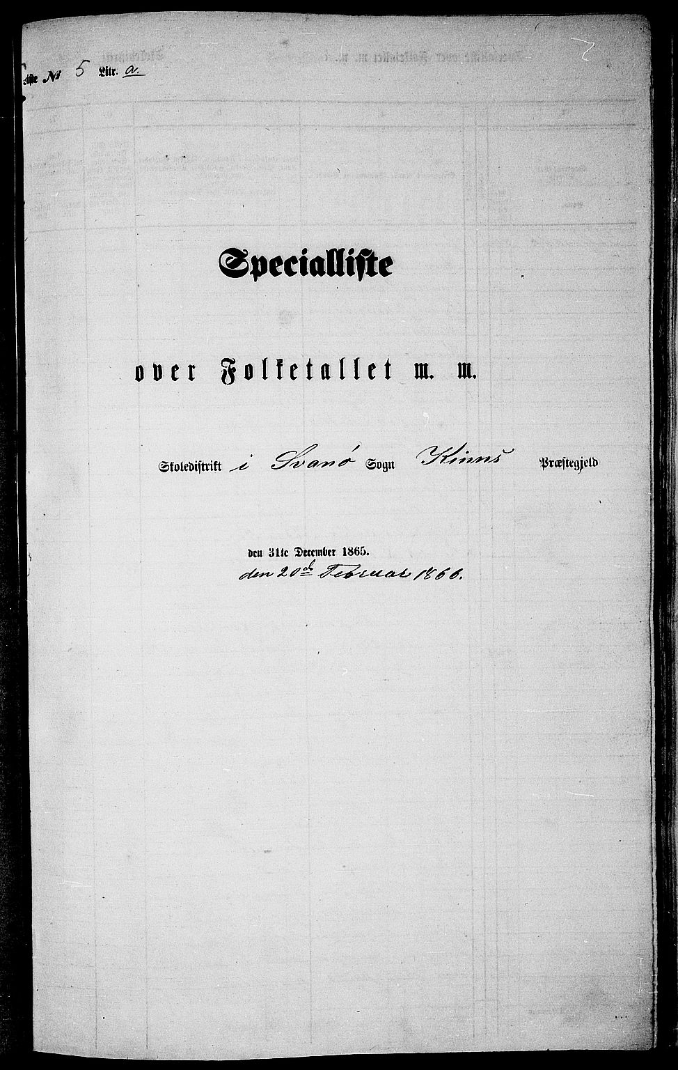 RA, Folketelling 1865 for 1437P Kinn prestegjeld, 1865, s. 93