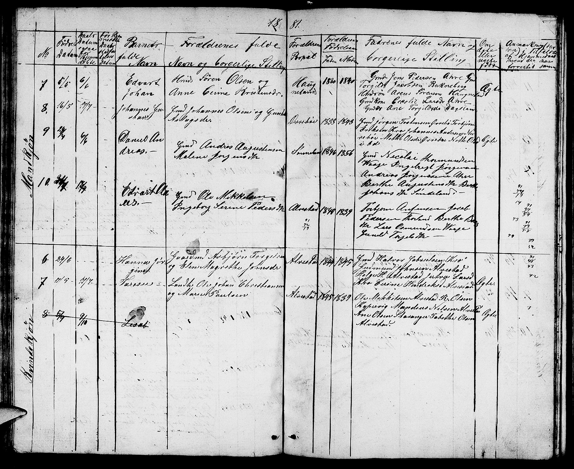 Tysvær sokneprestkontor, AV/SAST-A -101864/H/Ha/Hab/L0001: Klokkerbok nr. B 1, 1851-1887