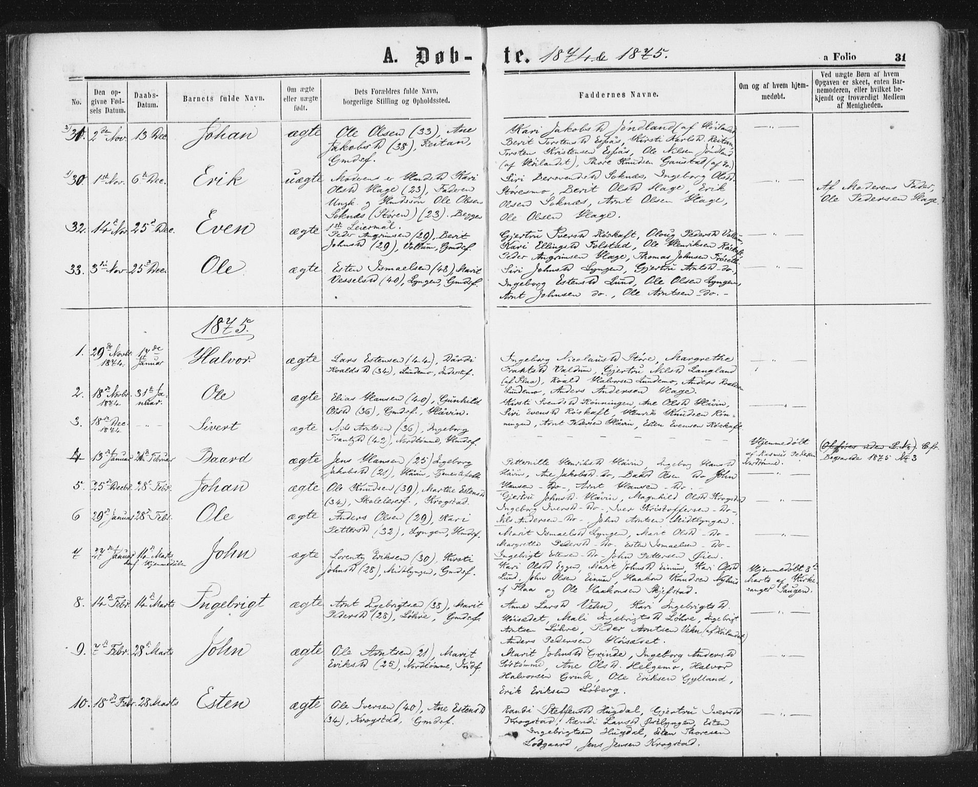 Ministerialprotokoller, klokkerbøker og fødselsregistre - Sør-Trøndelag, SAT/A-1456/692/L1104: Ministerialbok nr. 692A04, 1862-1878, s. 31