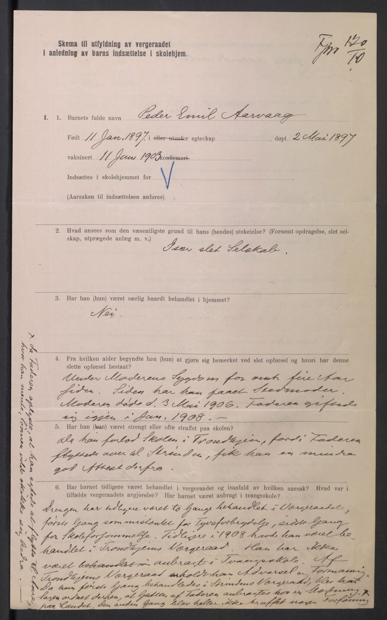 Falstad skolehjem, RA/S-1676/E/Eb/L0010: Elevmapper løpenr. 210-239, 1910-1917, s. 134