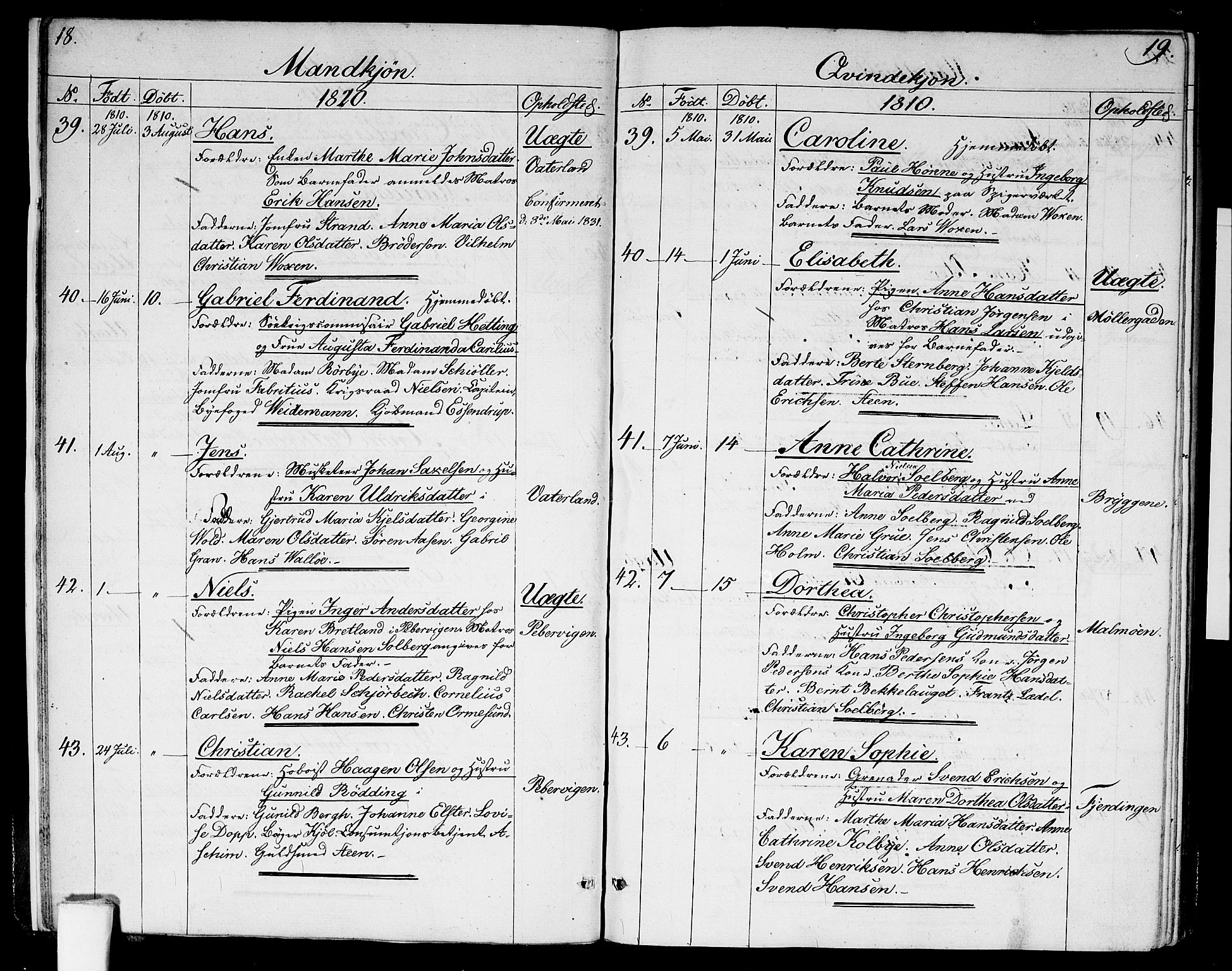 Garnisonsmenigheten Kirkebøker, AV/SAO-A-10846/G/Ga/L0002: Klokkerbok nr. 2, 1810-1814, s. 18-19