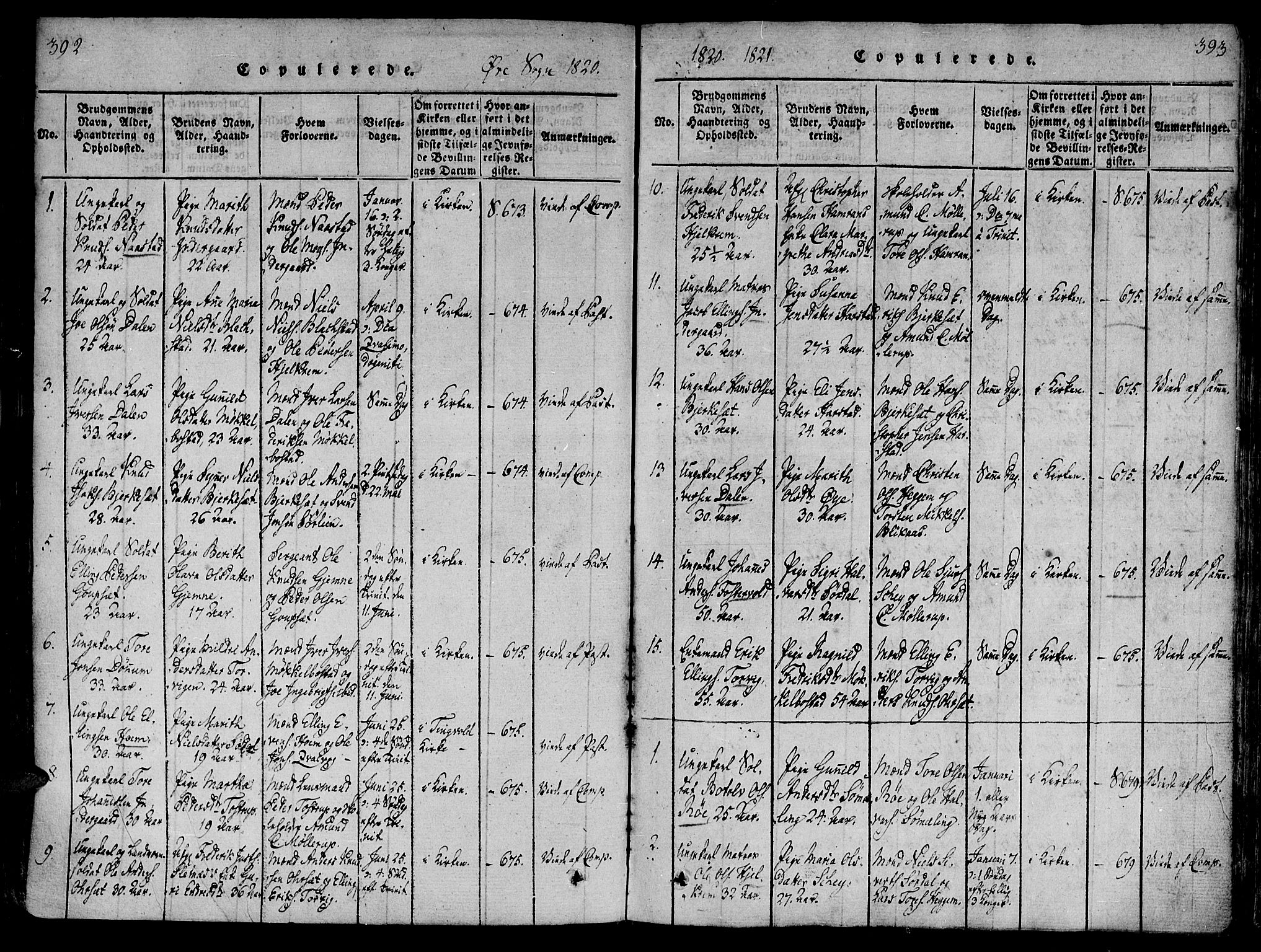 Ministerialprotokoller, klokkerbøker og fødselsregistre - Møre og Romsdal, SAT/A-1454/586/L0982: Ministerialbok nr. 586A08, 1819-1829, s. 392-393