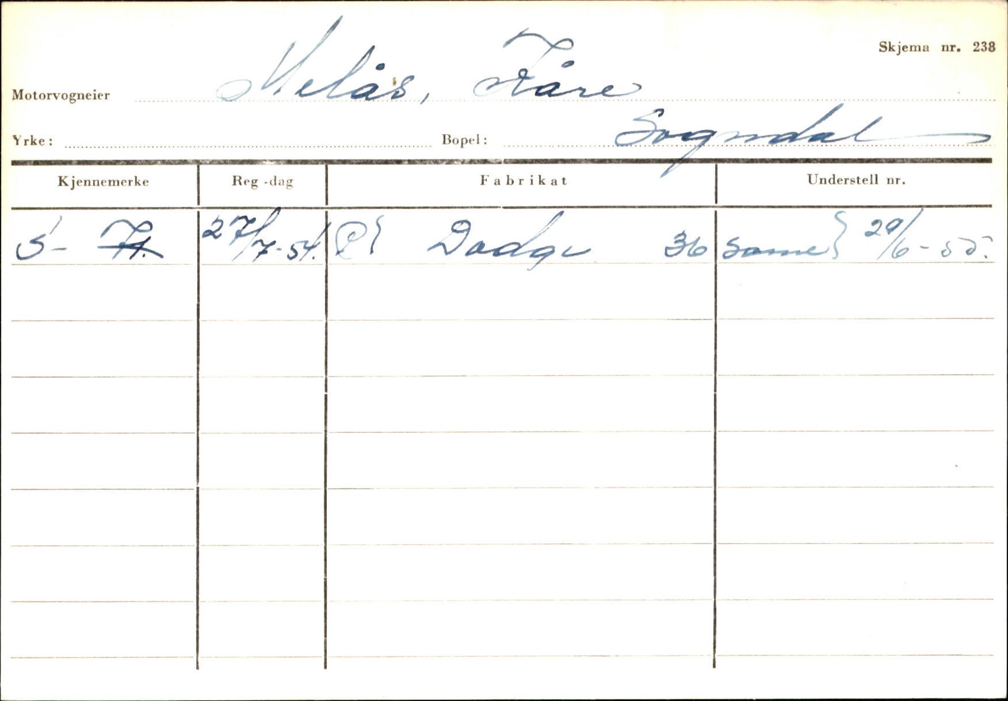 Statens vegvesen, Sogn og Fjordane vegkontor, SAB/A-5301/4/F/L0124: Eigarregister Sogndal A-U, 1945-1975, s. 1666