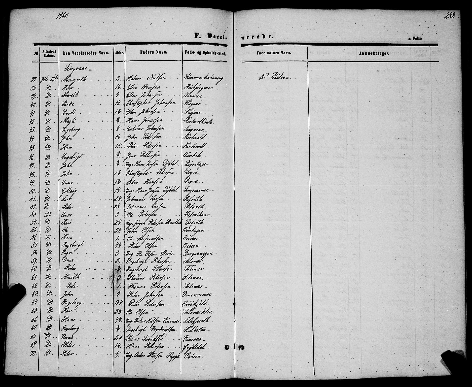 Ministerialprotokoller, klokkerbøker og fødselsregistre - Sør-Trøndelag, SAT/A-1456/685/L0966: Ministerialbok nr. 685A07 /1, 1860-1869, s. 288