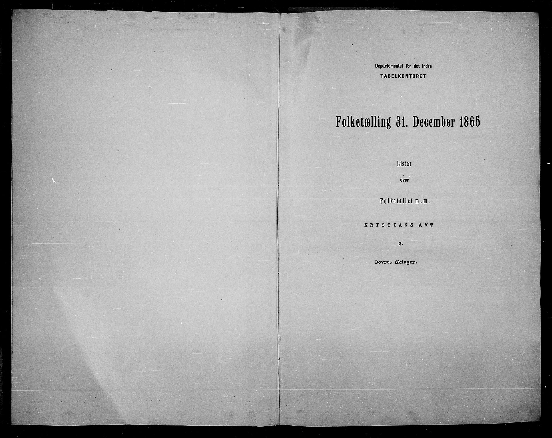 RA, Folketelling 1865 for 0511P Dovre prestegjeld, 1865, s. 3