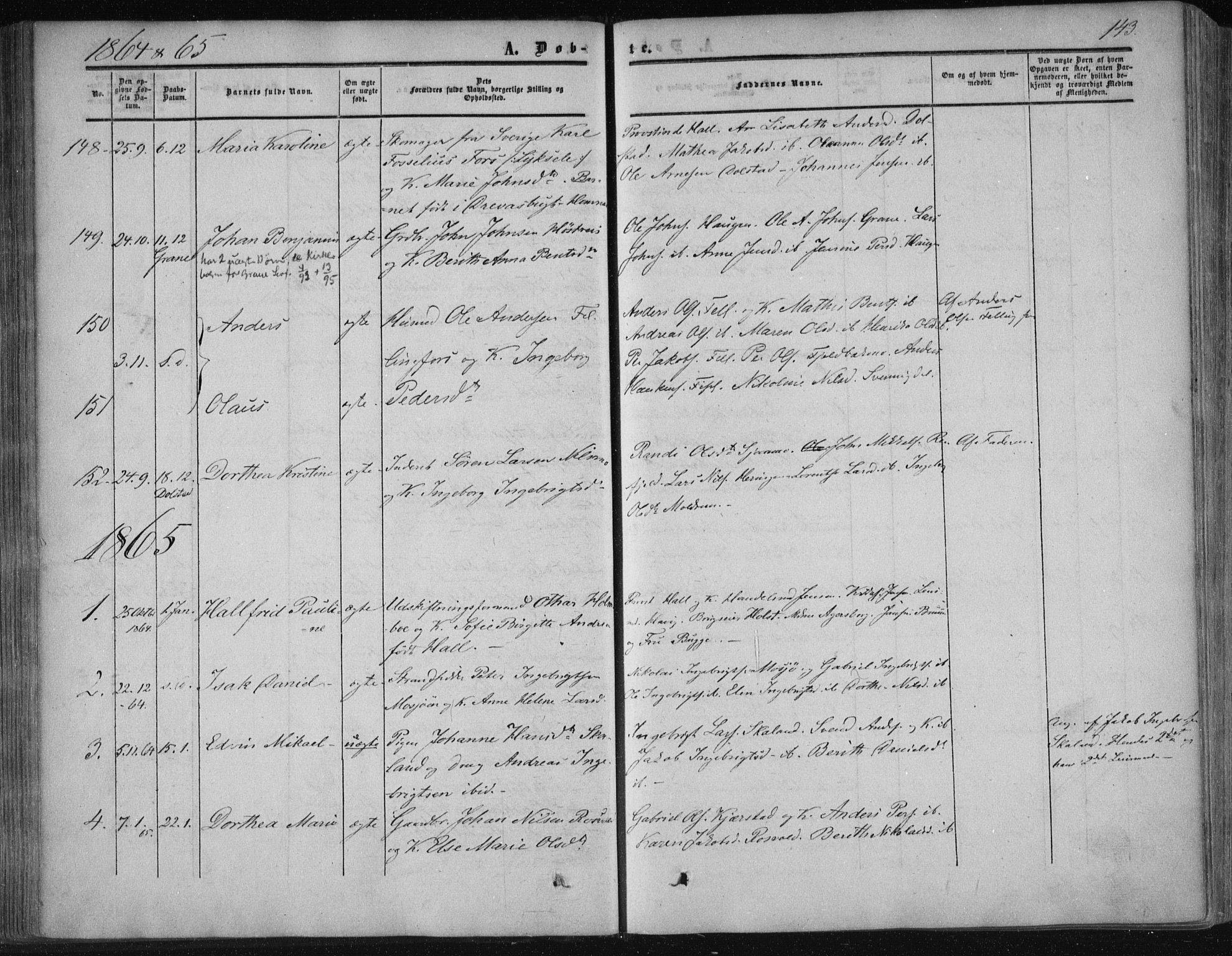 Ministerialprotokoller, klokkerbøker og fødselsregistre - Nordland, SAT/A-1459/820/L0293: Ministerialbok nr. 820A14, 1855-1865, s. 143