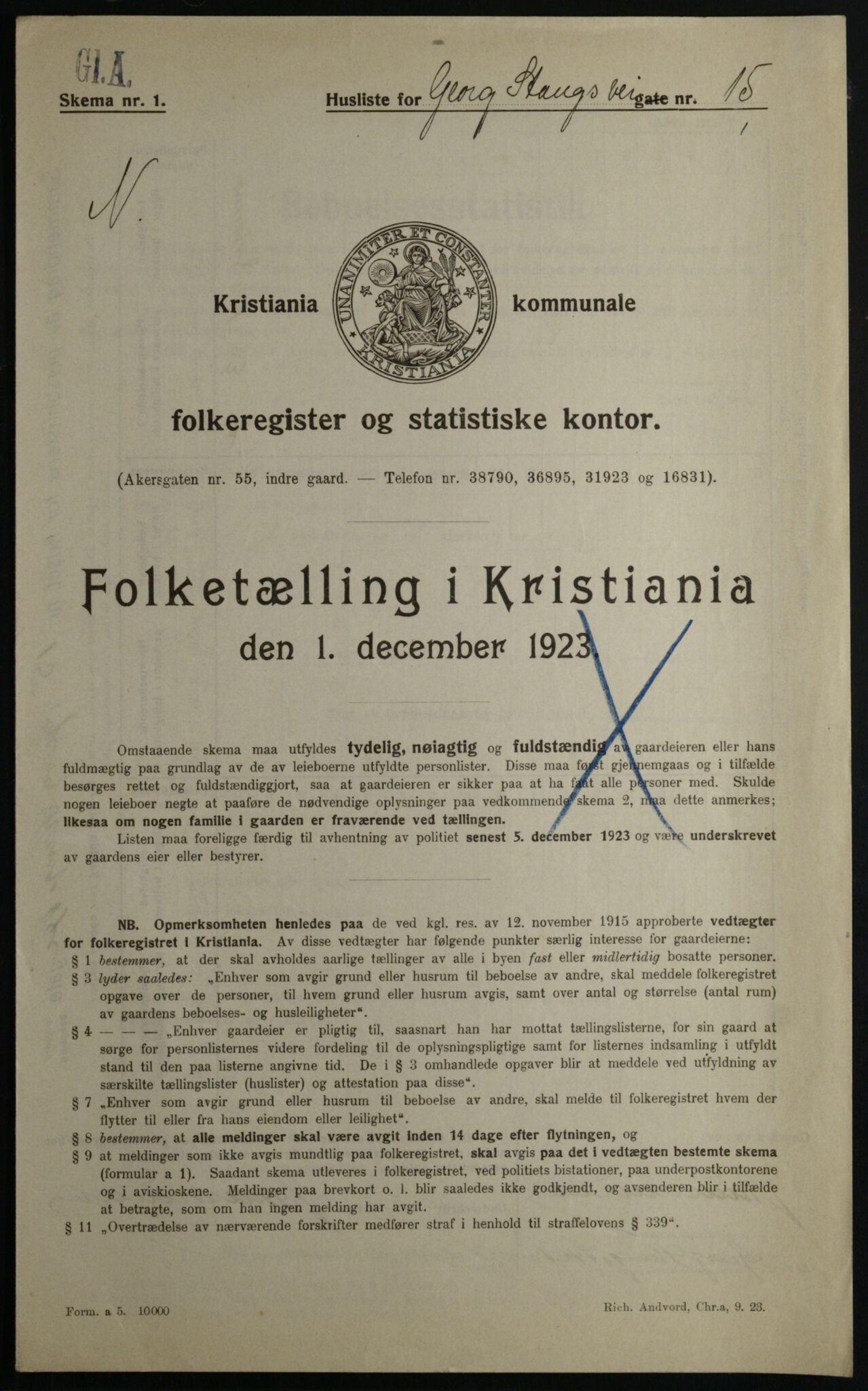 OBA, Kommunal folketelling 1.12.1923 for Kristiania, 1923, s. 32980