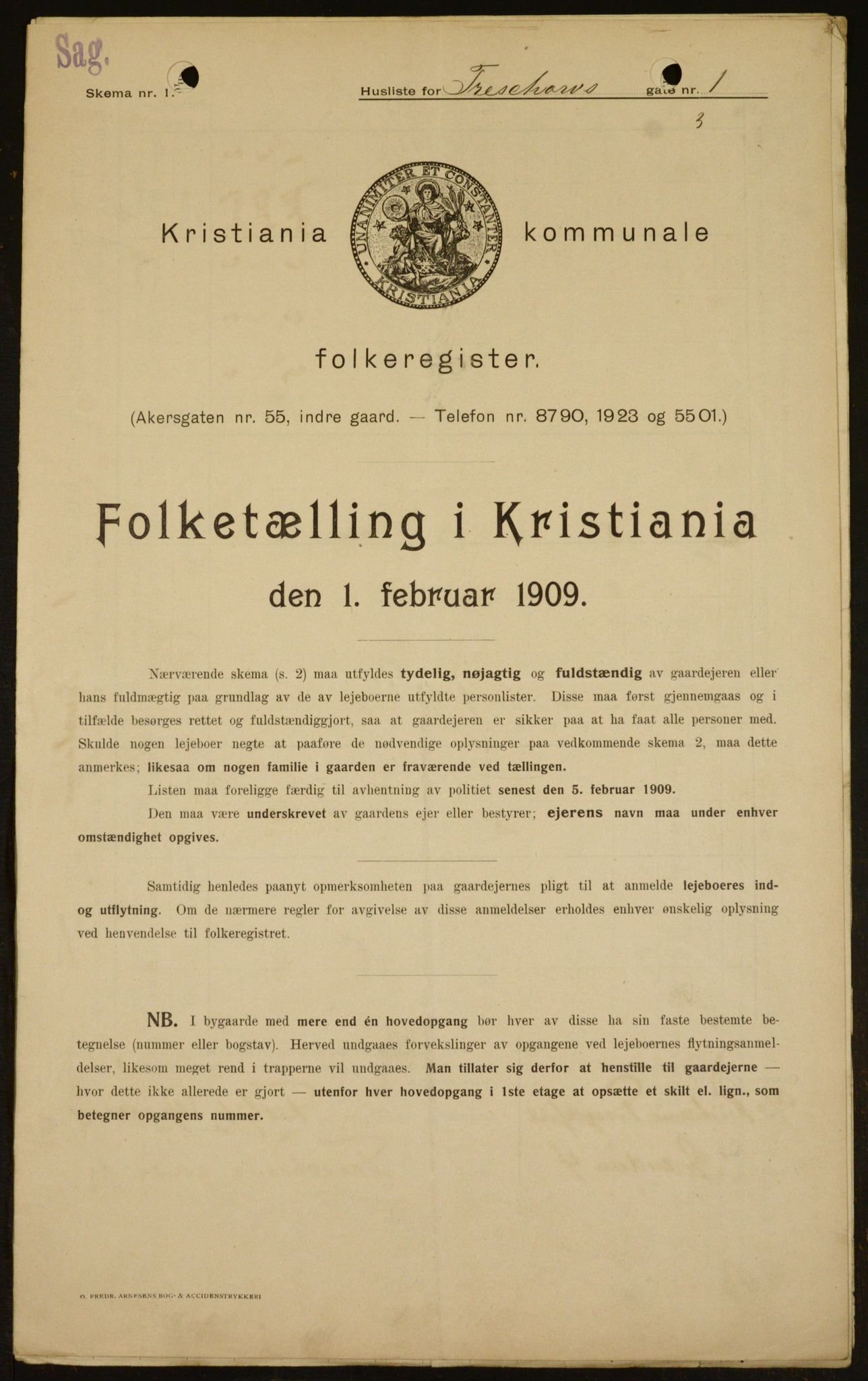 OBA, Kommunal folketelling 1.2.1909 for Kristiania kjøpstad, 1909, s. 104803