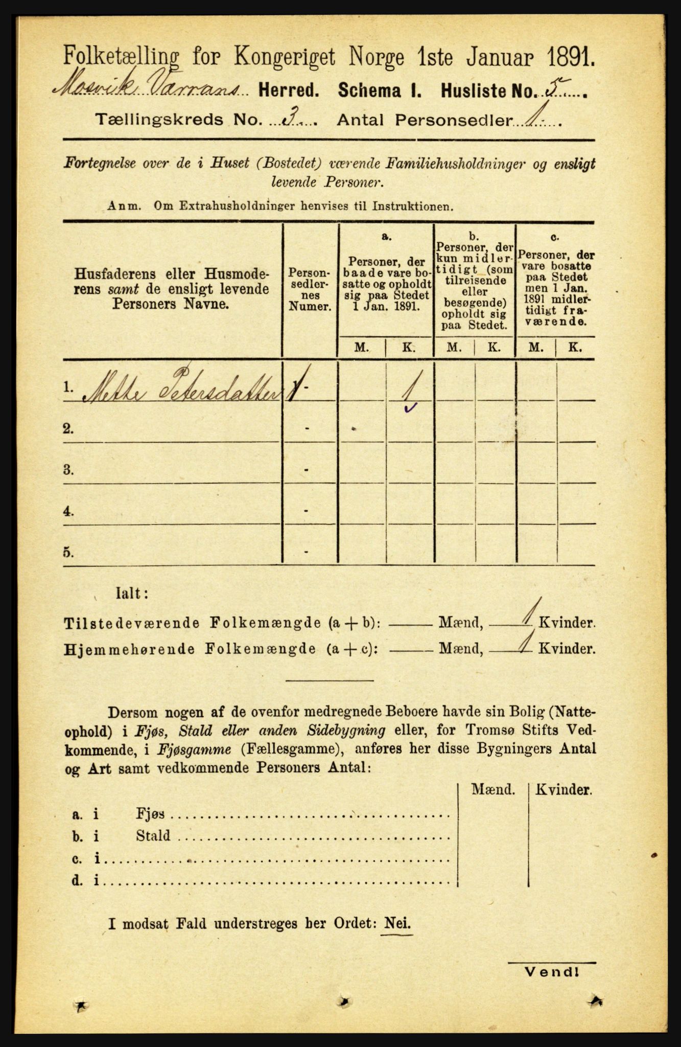 RA, Folketelling 1891 for 1723 Mosvik og Verran herred, 1891, s. 877