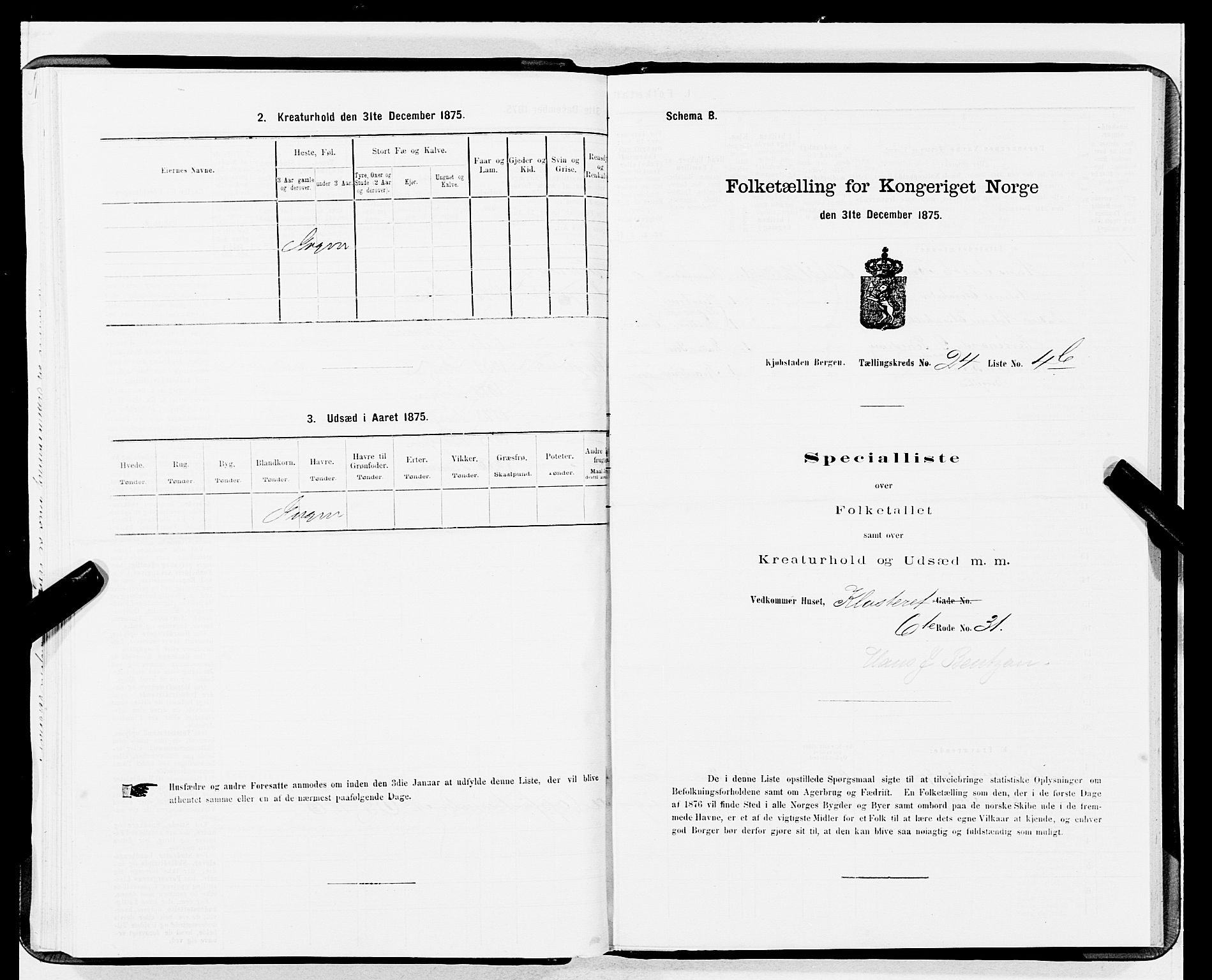 SAB, Folketelling 1875 for 1301 Bergen kjøpstad, 1875, s. 1244