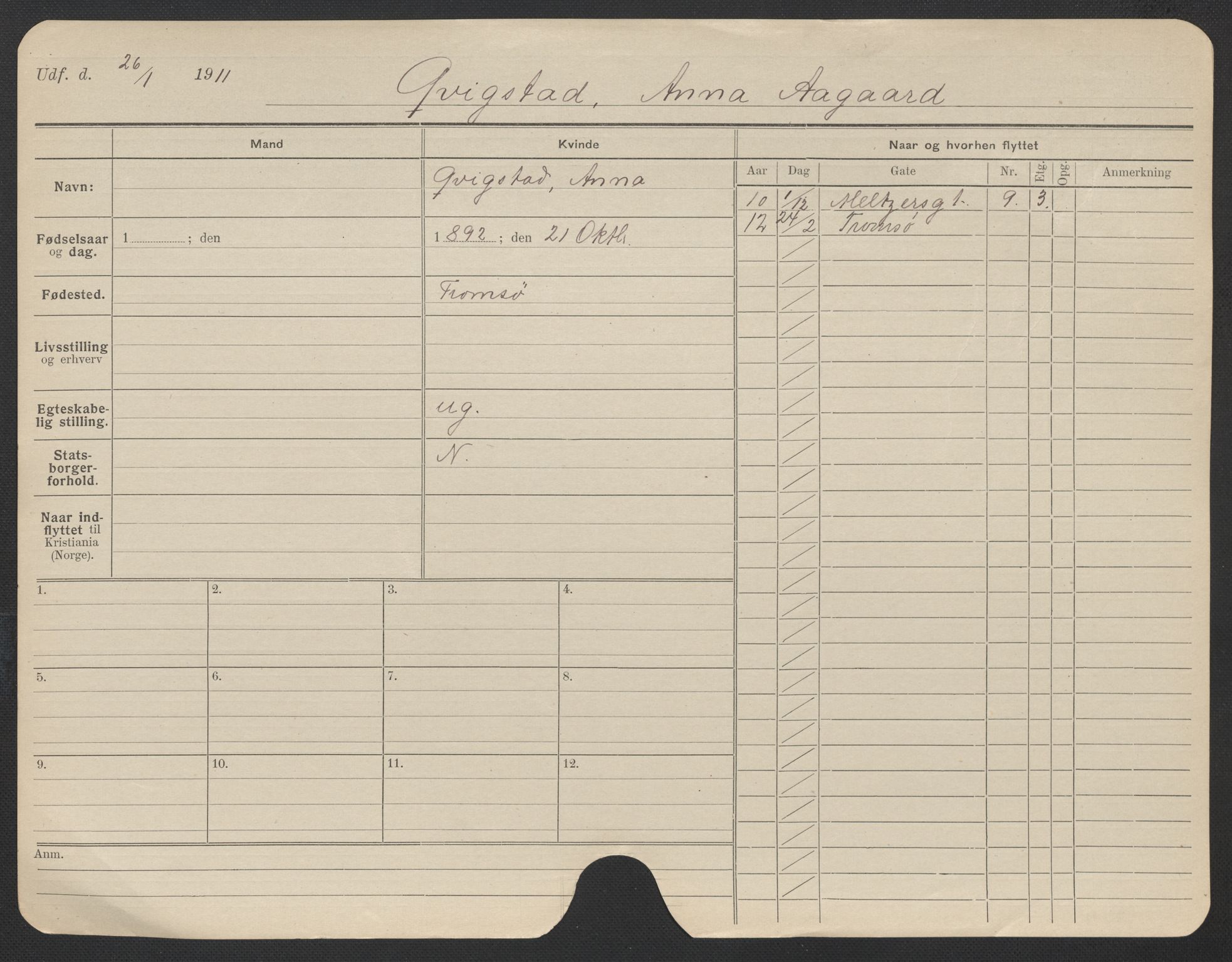 Oslo folkeregister, Registerkort, AV/SAO-A-11715/F/Fa/Fac/L0019: Kvinner, 1906-1914, s. 680a