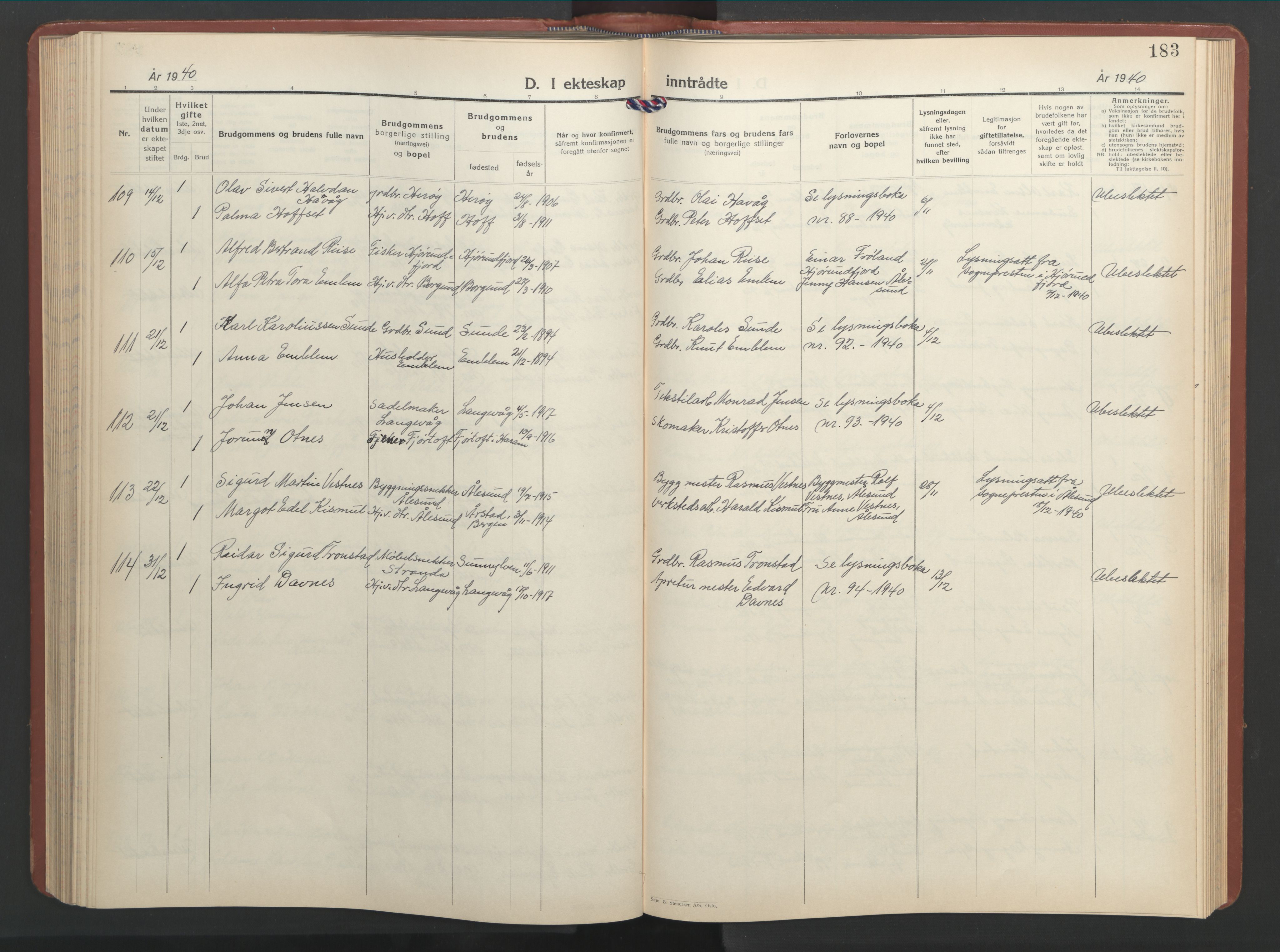 Ministerialprotokoller, klokkerbøker og fødselsregistre - Møre og Romsdal, SAT/A-1454/528/L0437: Klokkerbok nr. 528C18, 1939-1948, s. 183