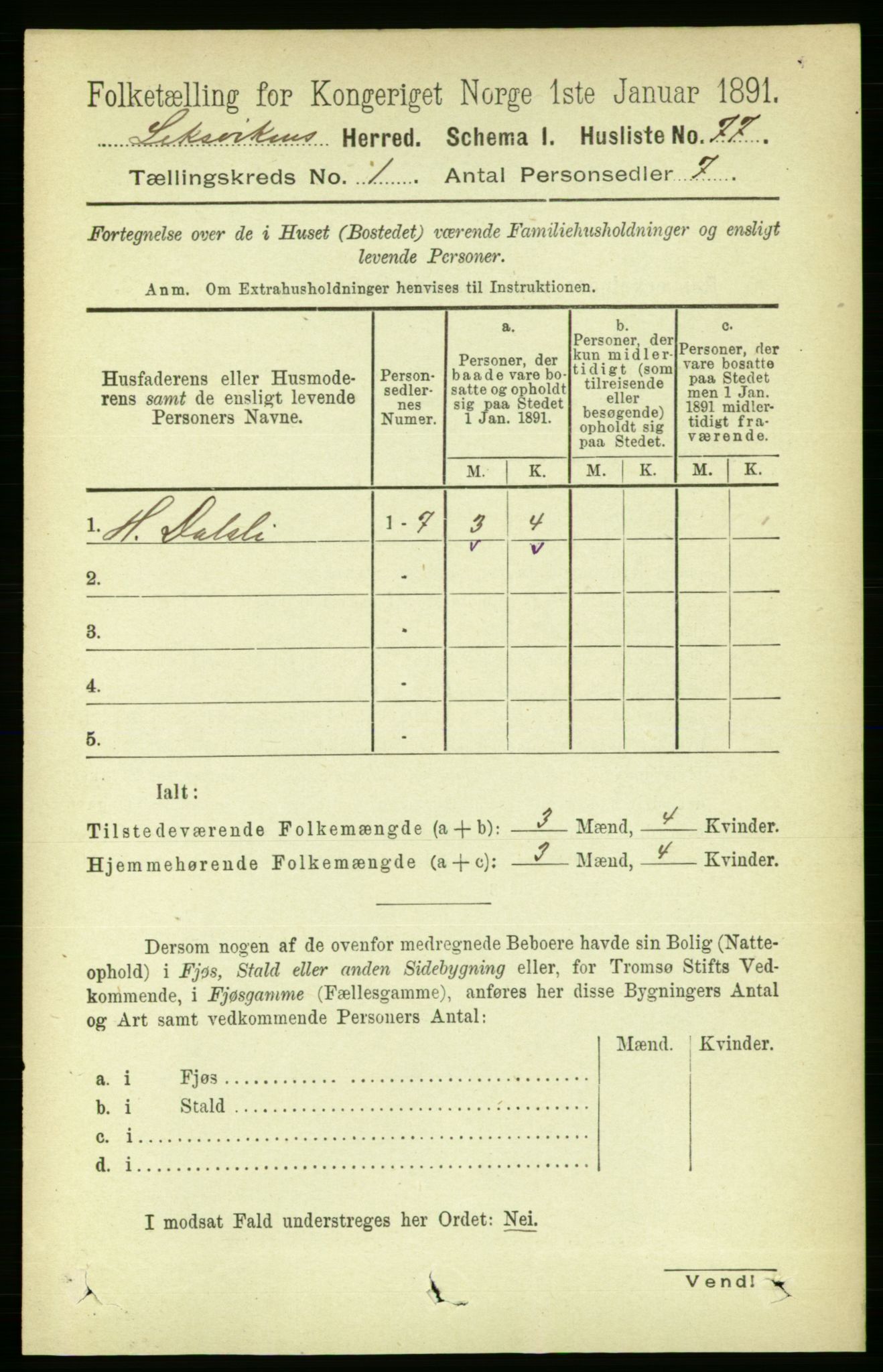 RA, Folketelling 1891 for 1718 Leksvik herred, 1891, s. 99