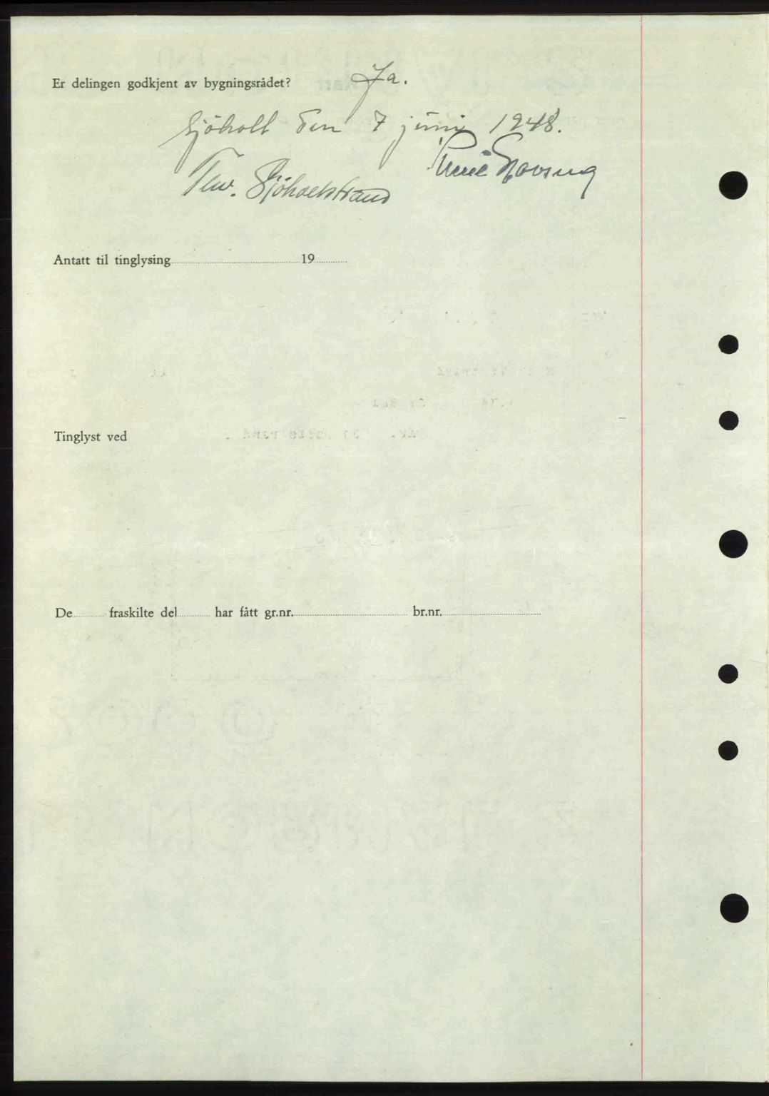 Nordre Sunnmøre sorenskriveri, AV/SAT-A-0006/1/2/2C/2Ca: Pantebok nr. A28, 1948-1948, Dagboknr: 1243/1948