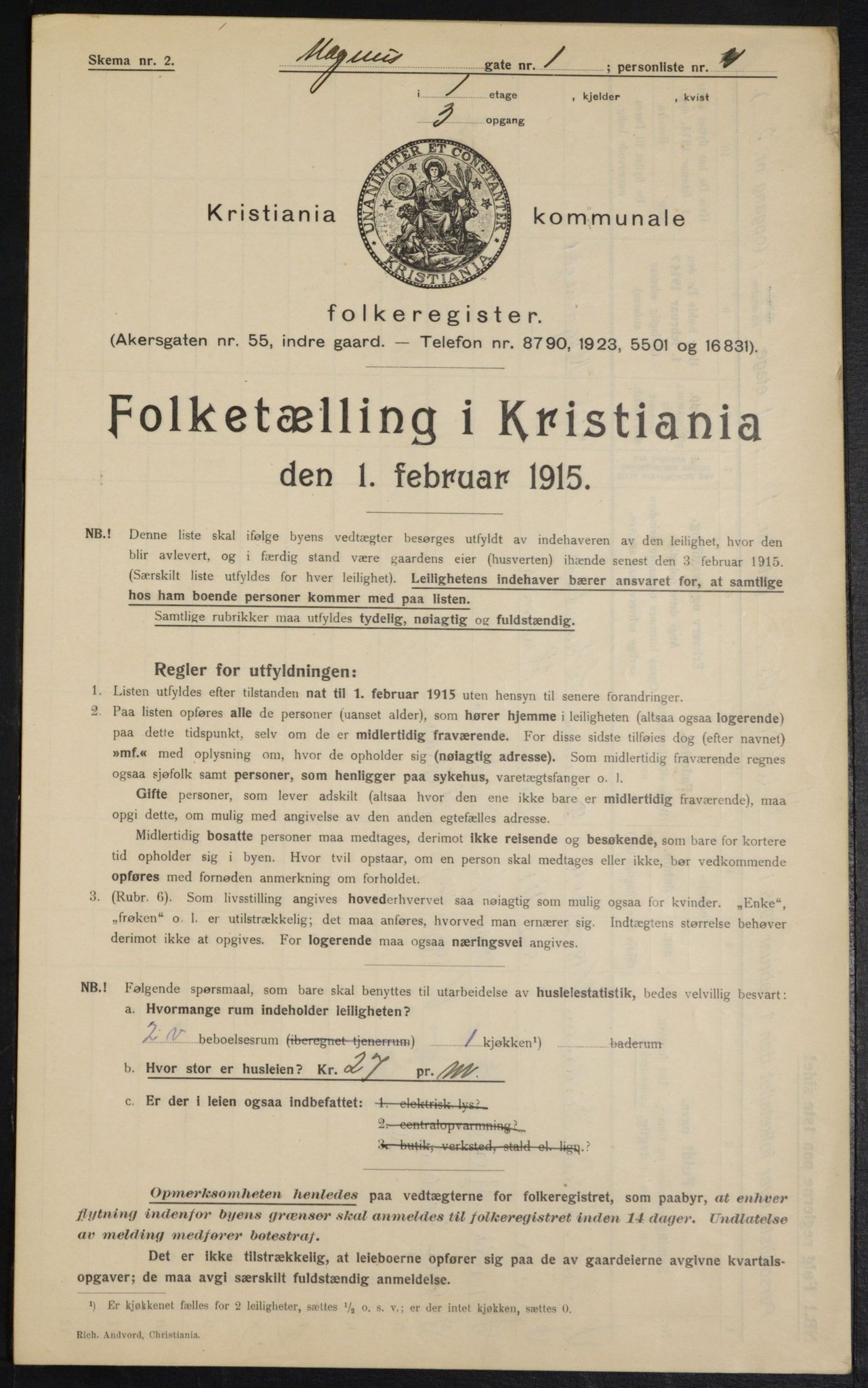 OBA, Kommunal folketelling 1.2.1915 for Kristiania, 1915, s. 58613