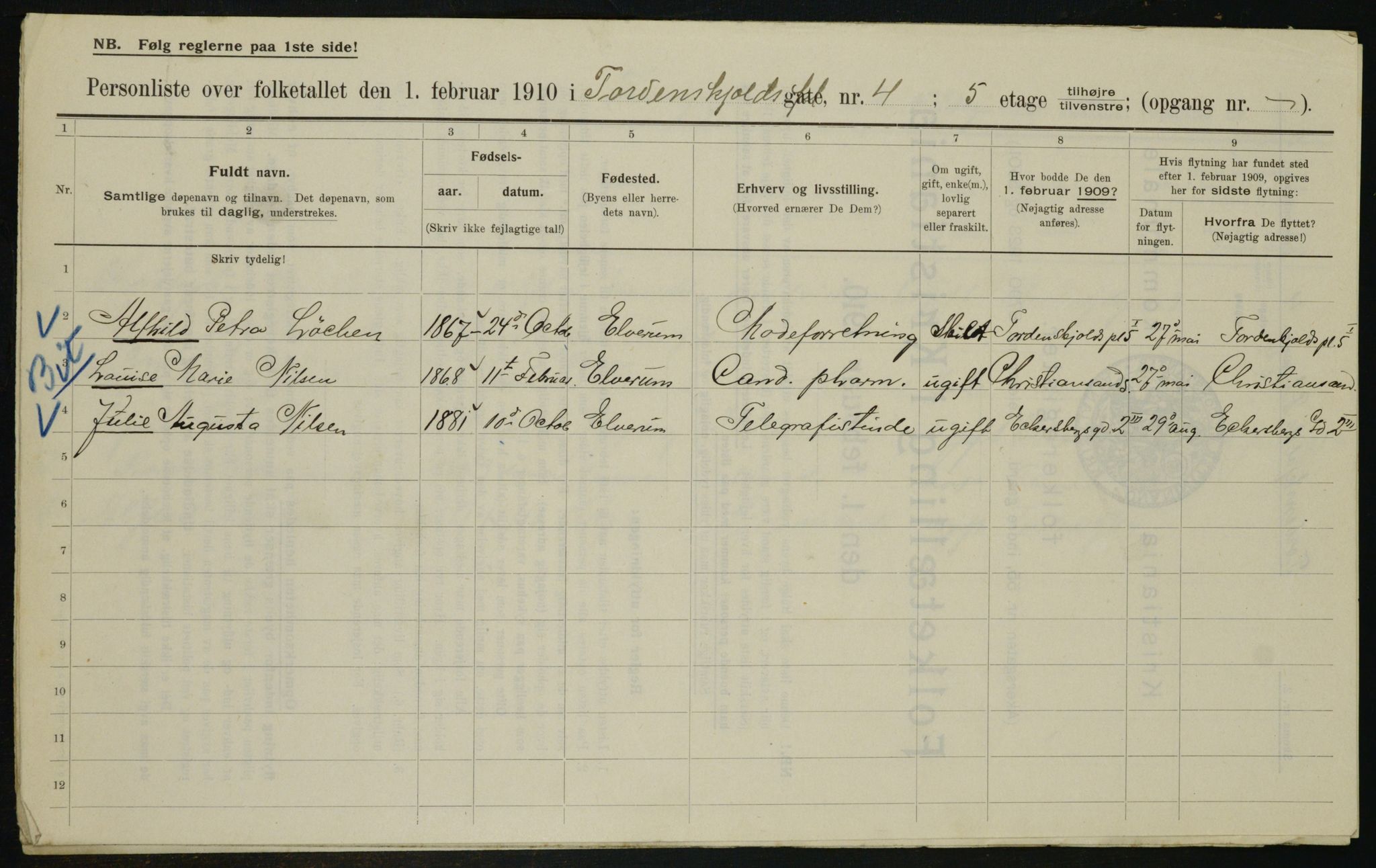 OBA, Kommunal folketelling 1.2.1910 for Kristiania, 1910, s. 108074