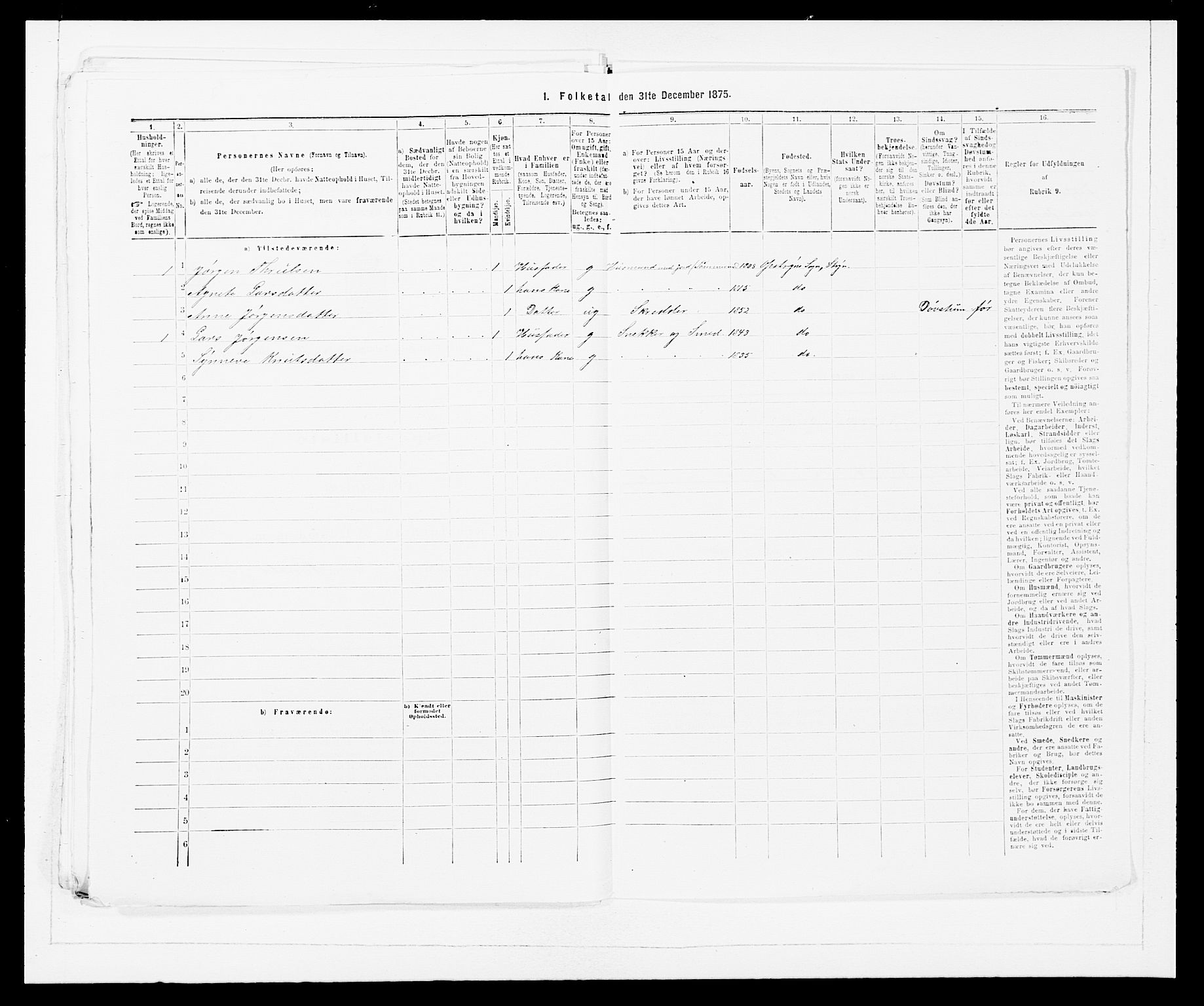 SAB, Folketelling 1875 for 1448P Stryn prestegjeld, 1875, s. 516