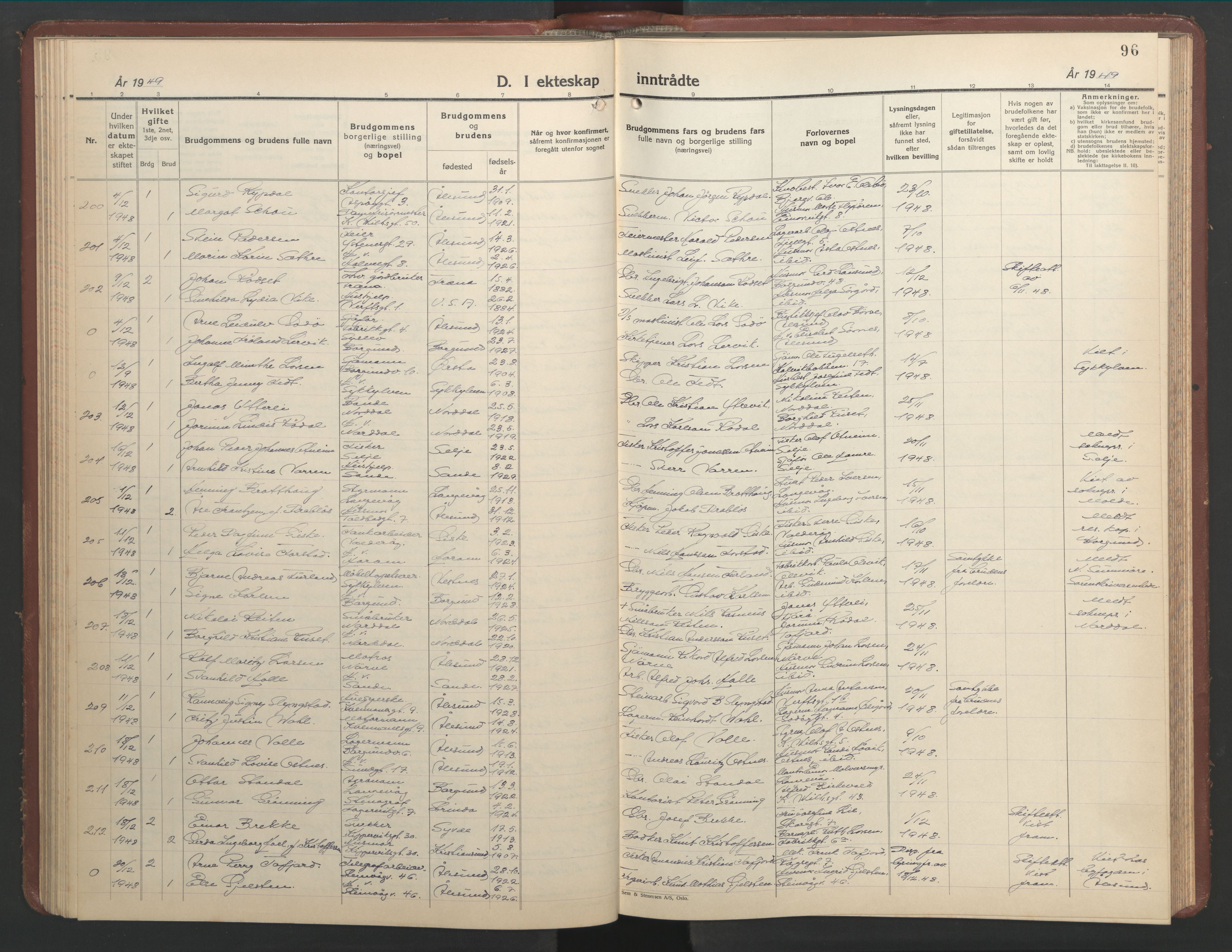 Ministerialprotokoller, klokkerbøker og fødselsregistre - Møre og Romsdal, SAT/A-1454/529/L0479: Klokkerbok nr. 529C16, 1941-1950, s. 96