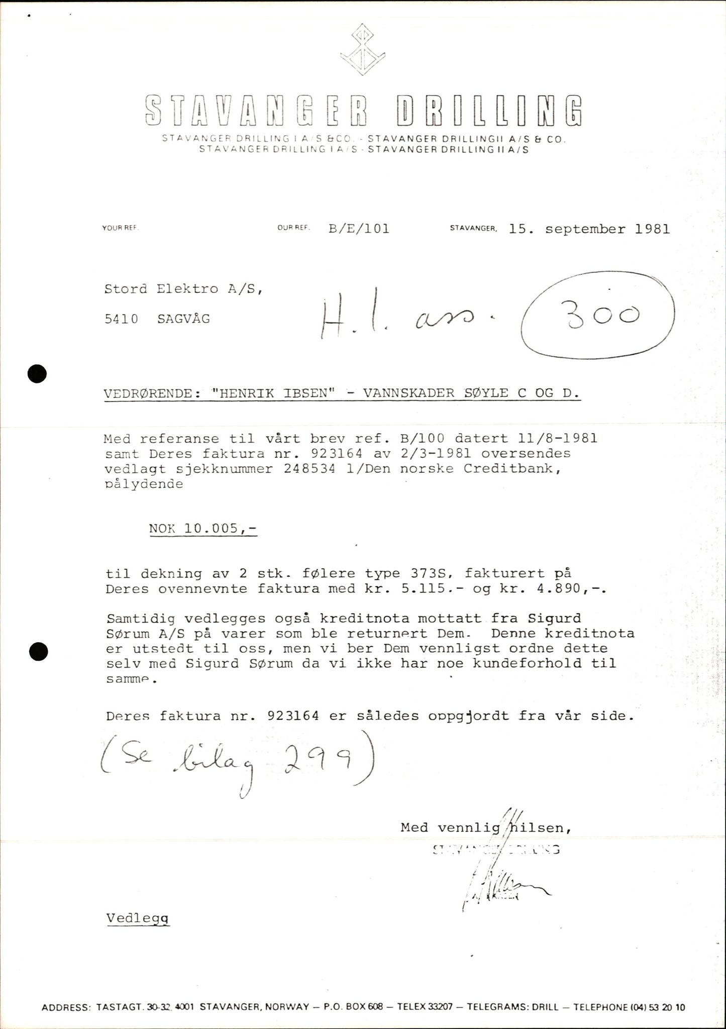 Pa 1503 - Stavanger Drilling AS, AV/SAST-A-101906/2/E/Ec/Eca/L0013: Sak og korrespondanse, 1980-1982