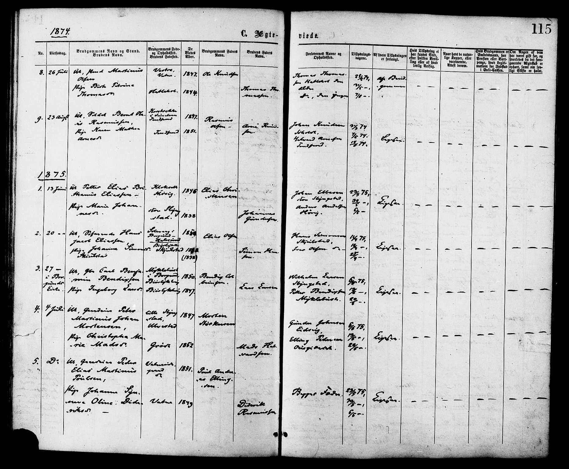 Ministerialprotokoller, klokkerbøker og fødselsregistre - Møre og Romsdal, SAT/A-1454/525/L0373: Ministerialbok nr. 525A03, 1864-1879, s. 115
