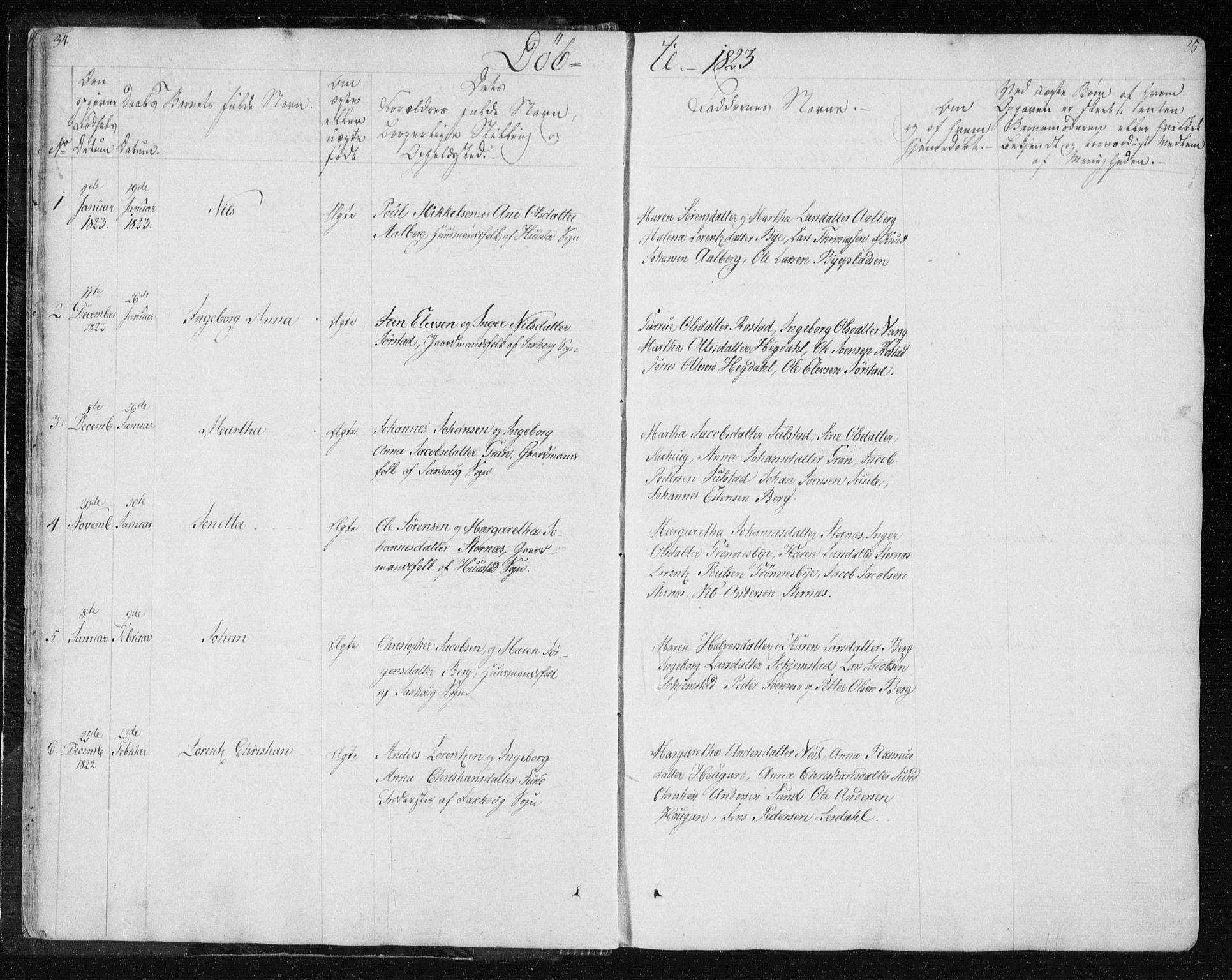 Ministerialprotokoller, klokkerbøker og fødselsregistre - Nord-Trøndelag, SAT/A-1458/730/L0276: Ministerialbok nr. 730A05, 1822-1830, s. 34-35
