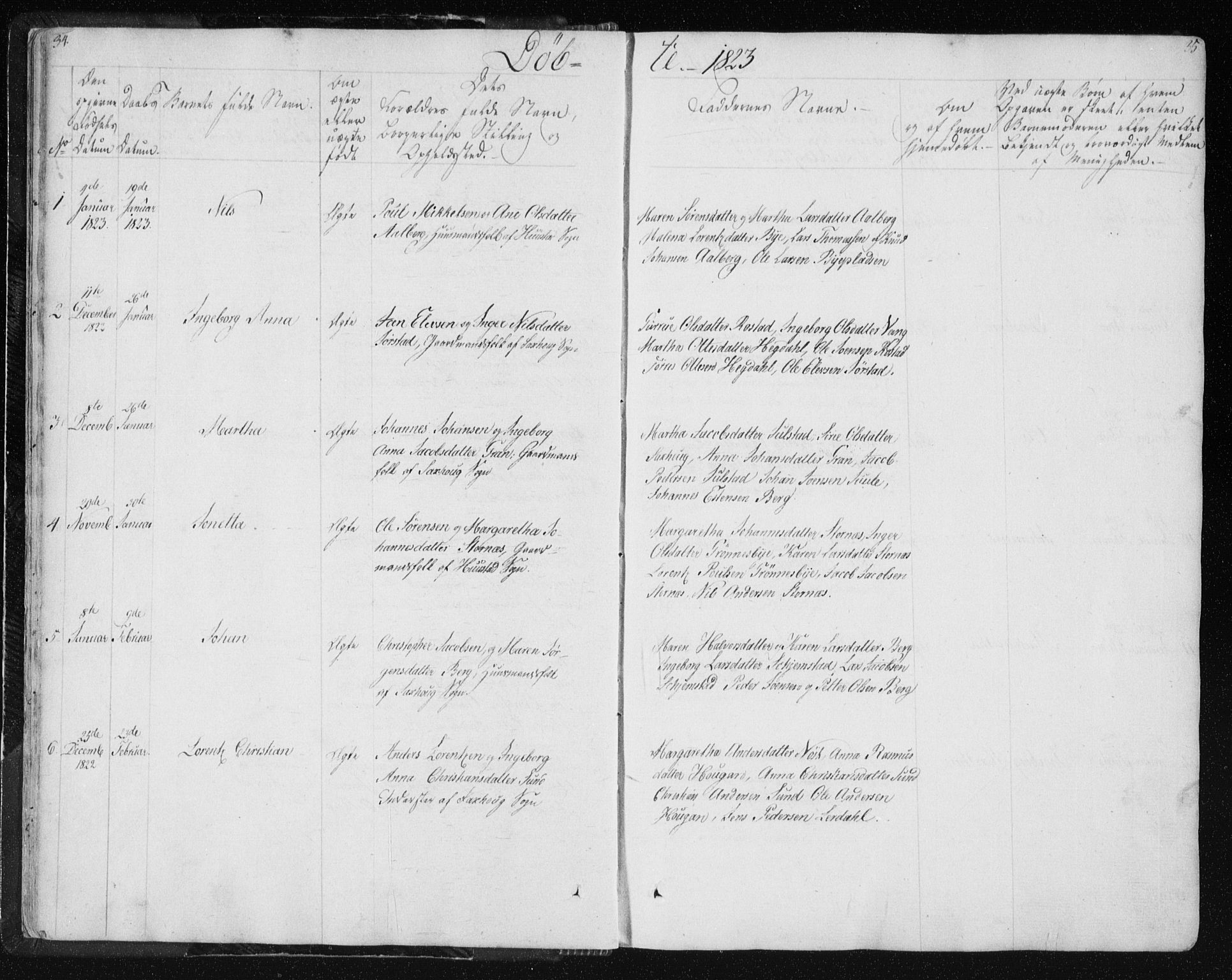 Ministerialprotokoller, klokkerbøker og fødselsregistre - Nord-Trøndelag, AV/SAT-A-1458/730/L0276: Ministerialbok nr. 730A05, 1822-1830, s. 34-35