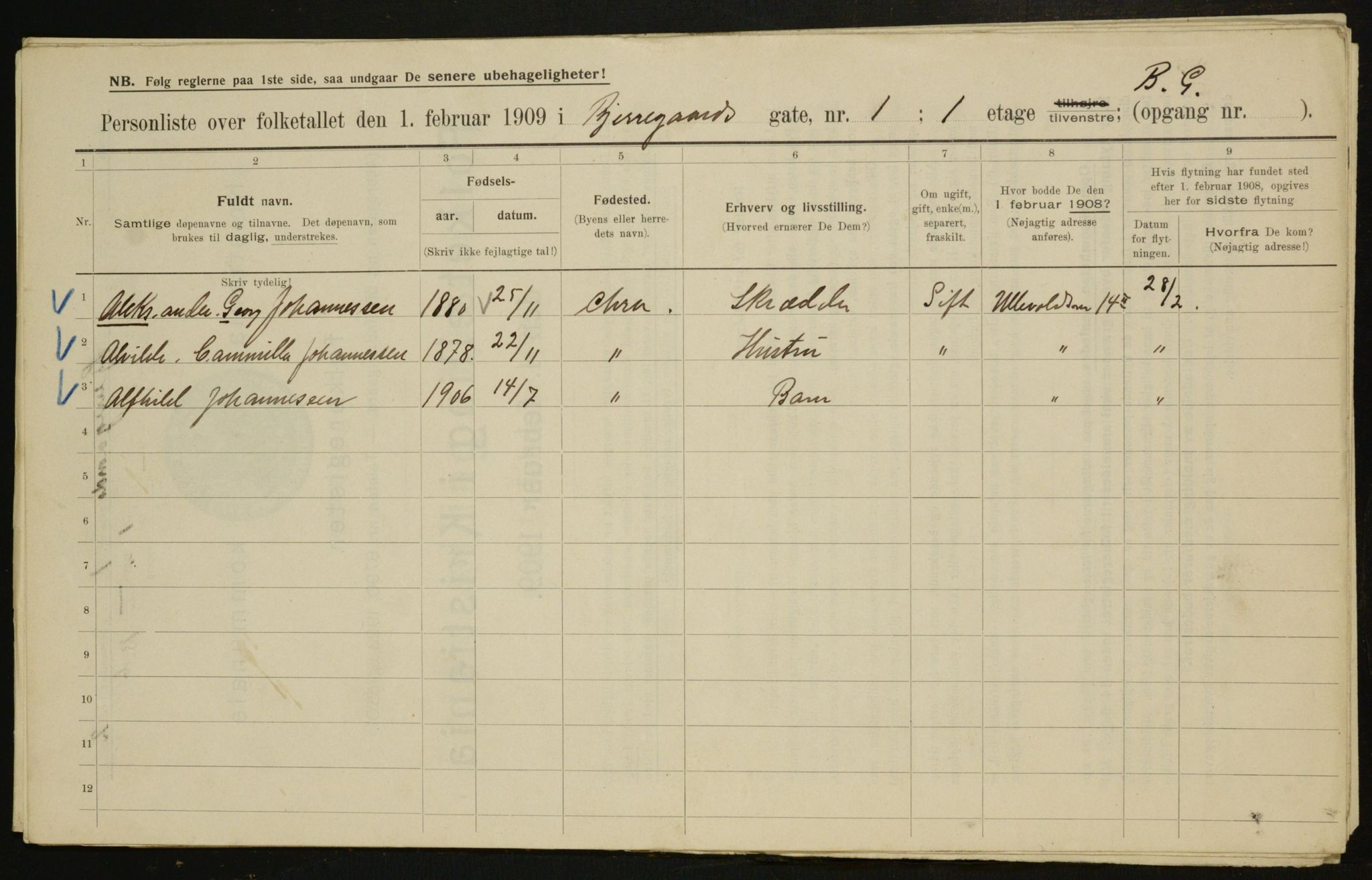 OBA, Kommunal folketelling 1.2.1909 for Kristiania kjøpstad, 1909, s. 5099