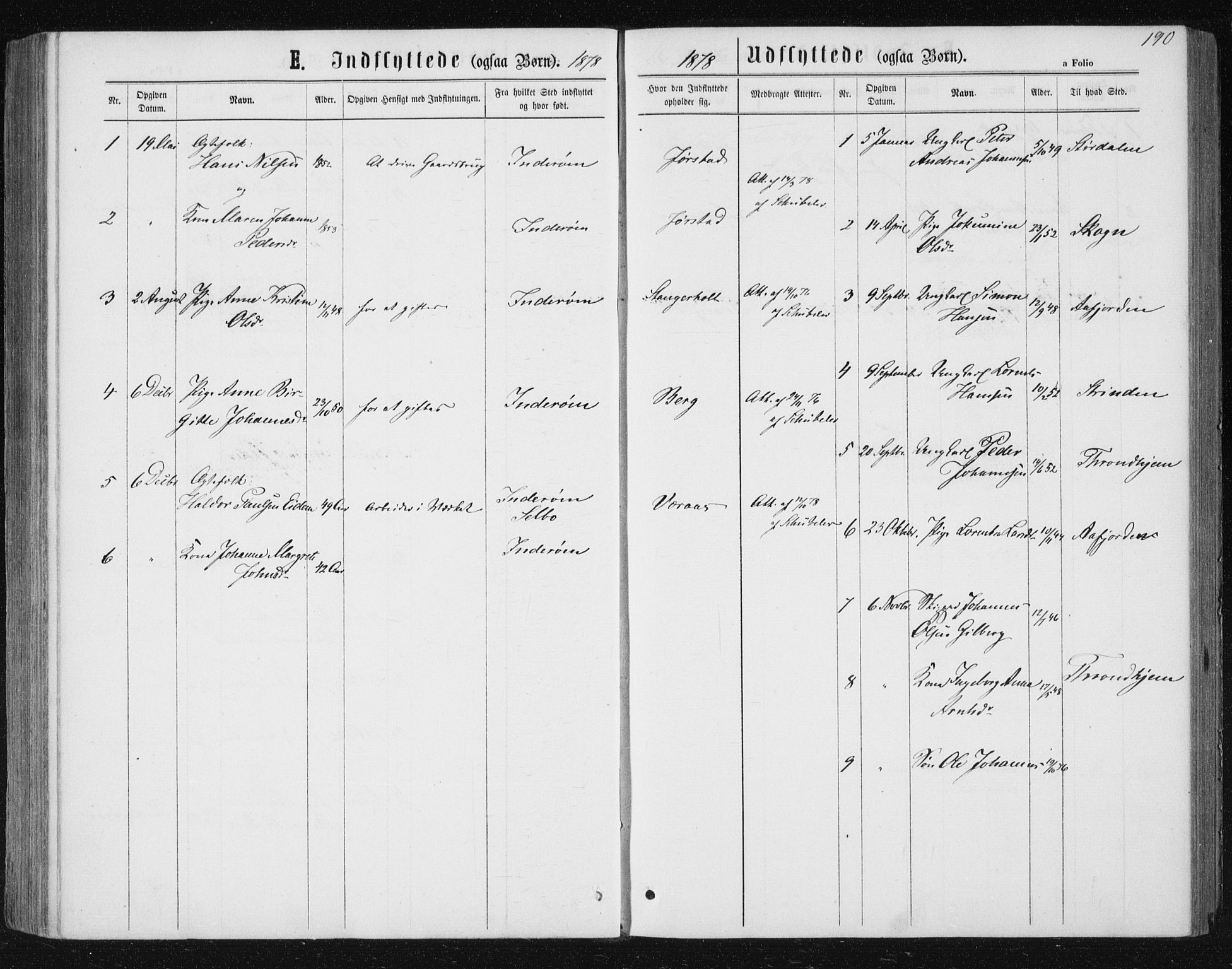 Ministerialprotokoller, klokkerbøker og fødselsregistre - Nord-Trøndelag, AV/SAT-A-1458/722/L0219: Ministerialbok nr. 722A06, 1868-1880, s. 190