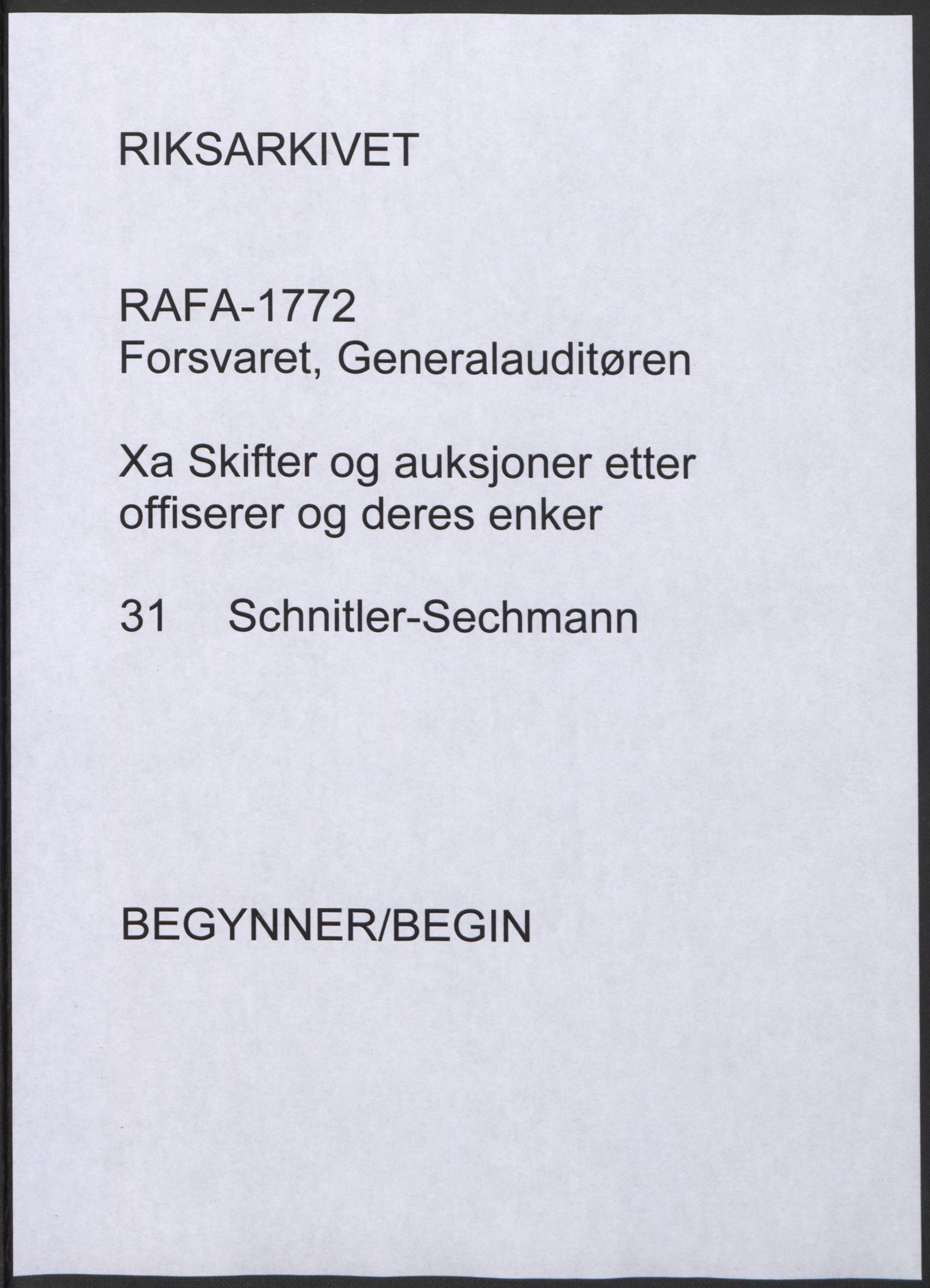 Forsvaret, Generalauditøren, RA/RAFA-1772/F/Fj/Fja/L0031: --, 1751-1824, s. 1