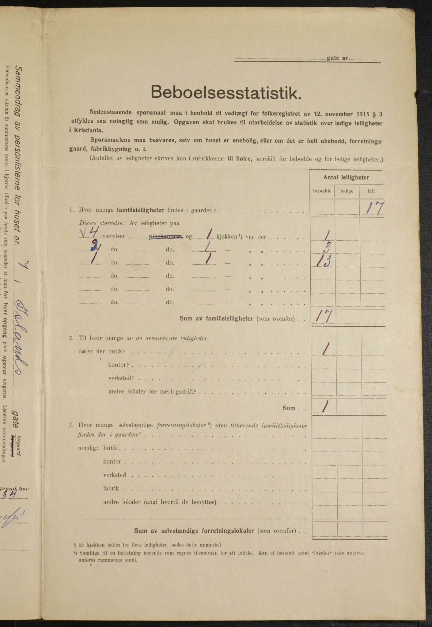 OBA, Kommunal folketelling 1.2.1916 for Kristiania, 1916, s. 45491