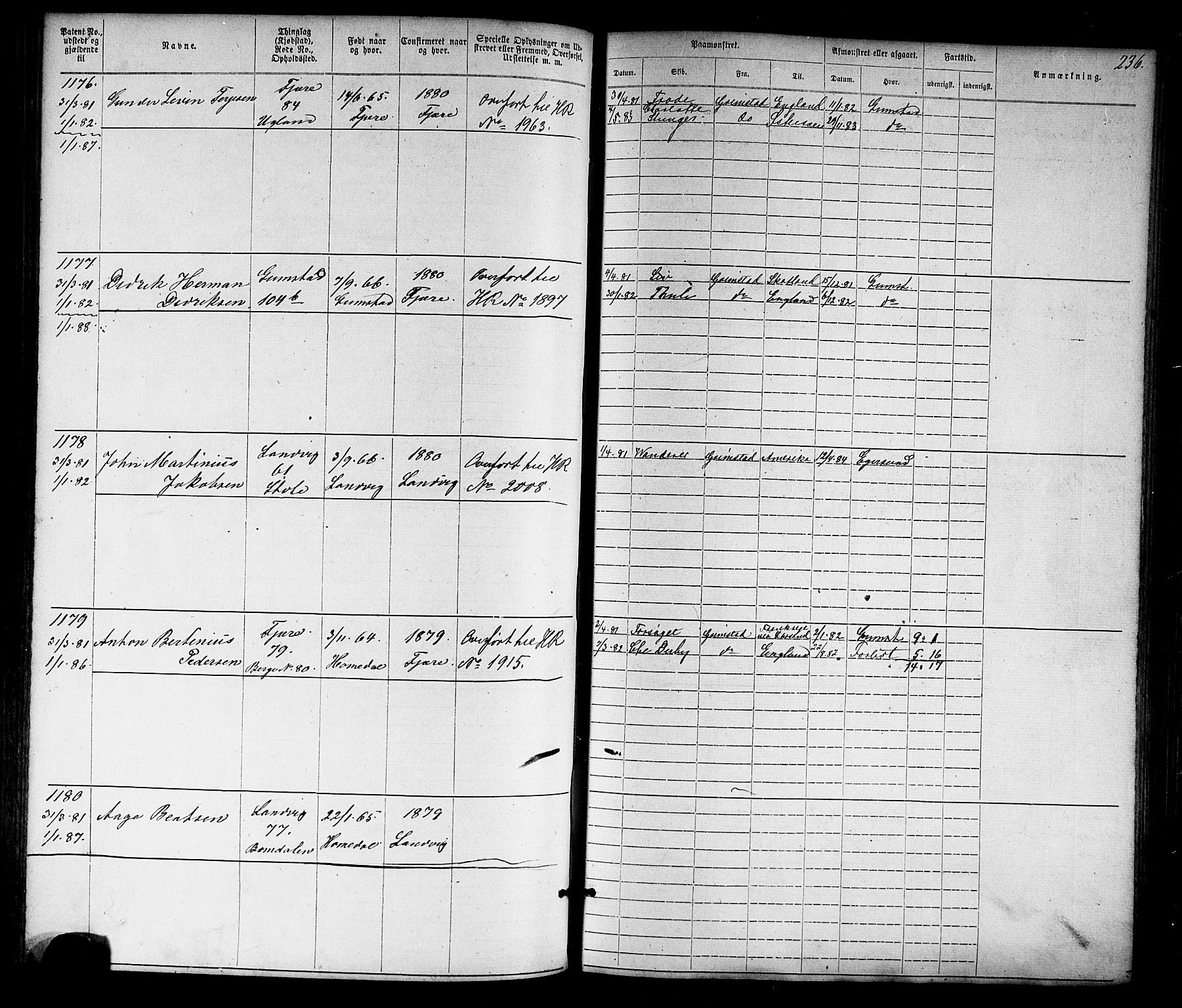Grimstad mønstringskrets, AV/SAK-2031-0013/F/Fa/L0005: Annotasjonsrulle nr 1-1910 med register, V-18, 1870-1892, s. 269