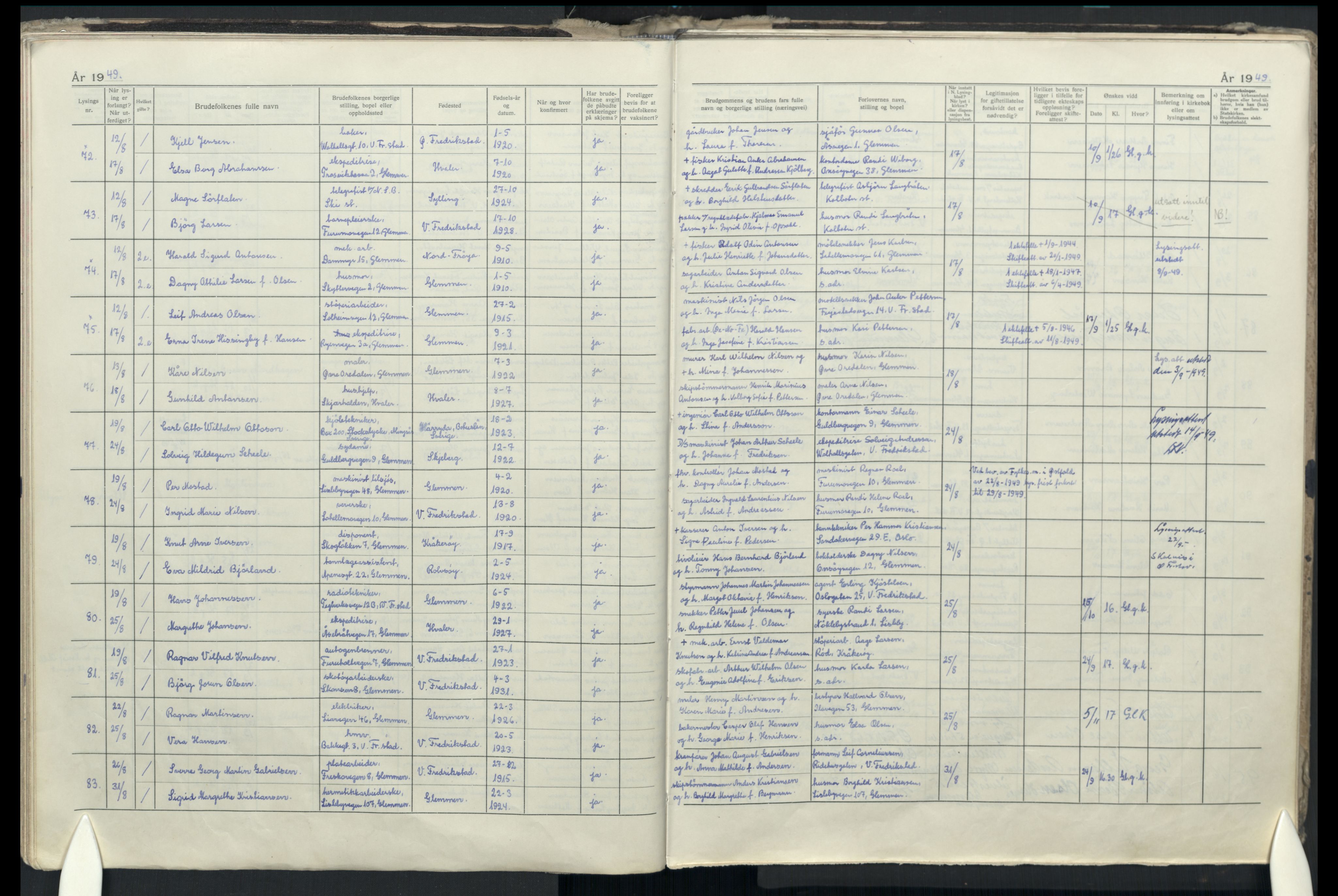 Glemmen prestekontor Kirkebøker, AV/SAO-A-10908/H/Ha/L0004: Lysningsprotokoll nr. 4, 1942-1965