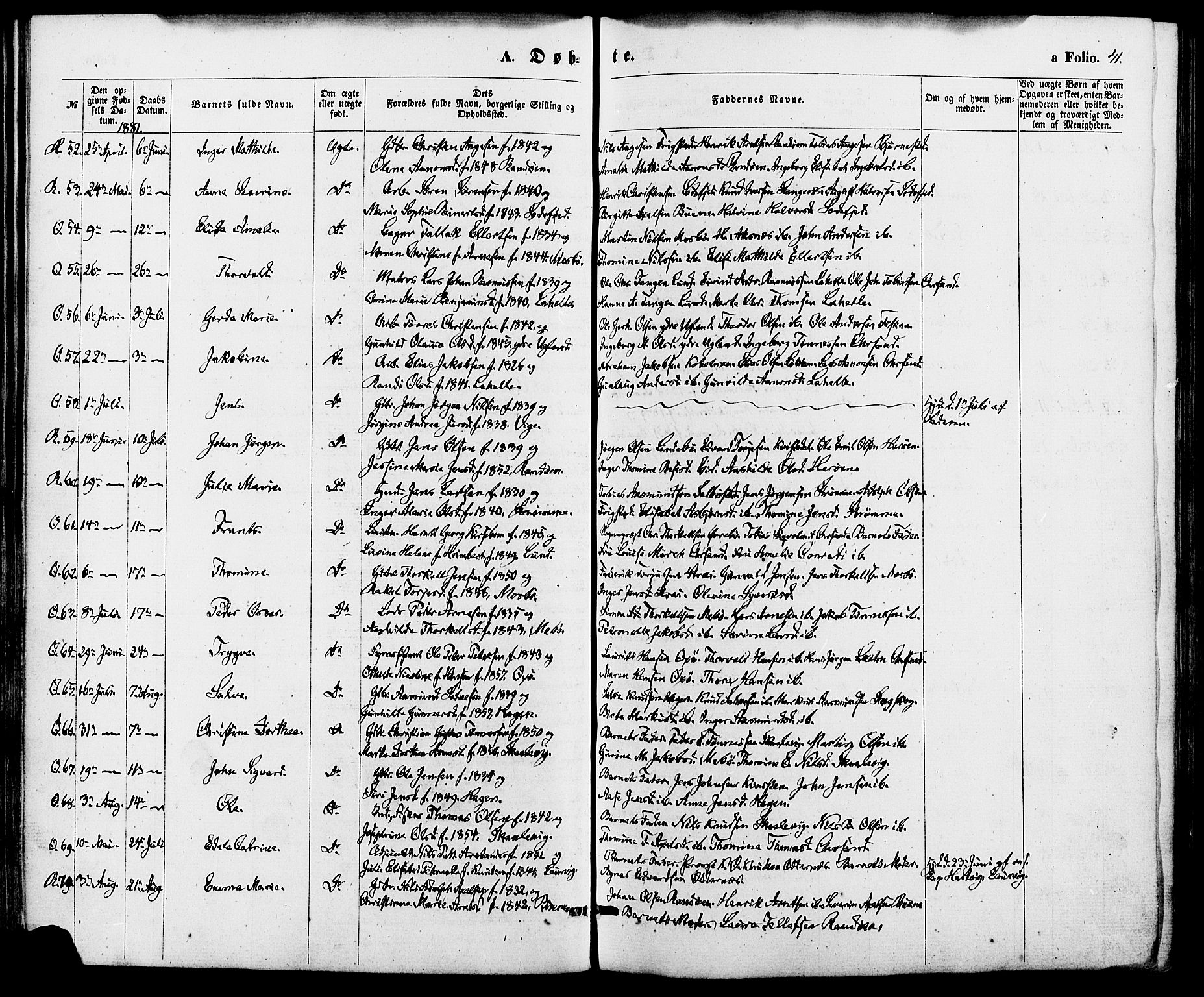 Oddernes sokneprestkontor, AV/SAK-1111-0033/F/Fa/Fab/L0001: Ministerialbok nr. A 1, 1865-1884, s. 41