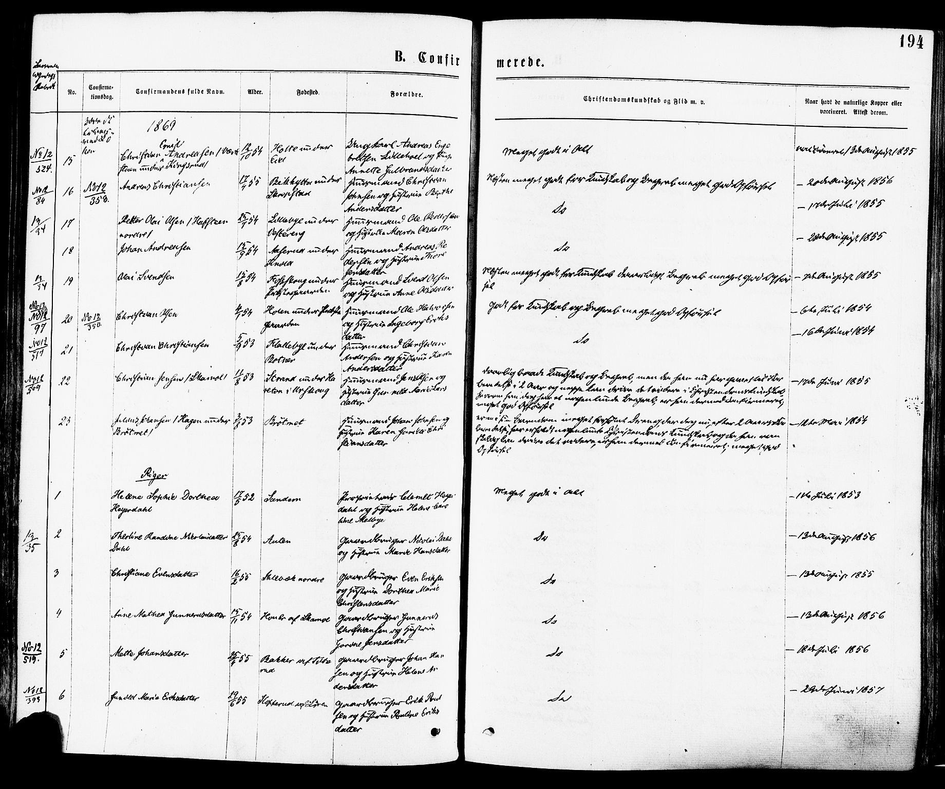 Høland prestekontor Kirkebøker, AV/SAO-A-10346a/F/Fa/L0012.a: Ministerialbok nr. I 12A, 1869-1879, s. 194