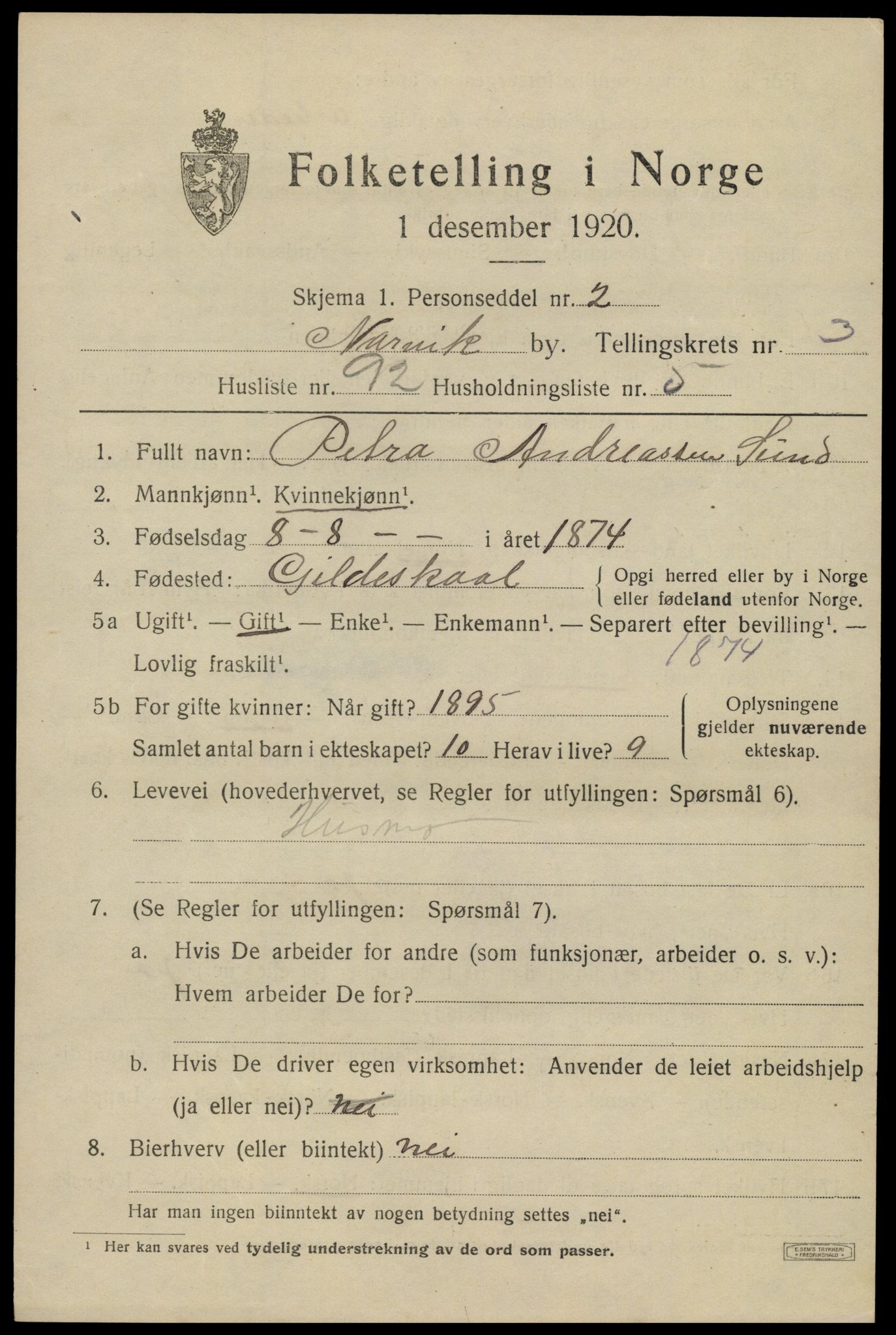 SAT, Folketelling 1920 for 1805 Narvik kjøpstad, 1920, s. 13932