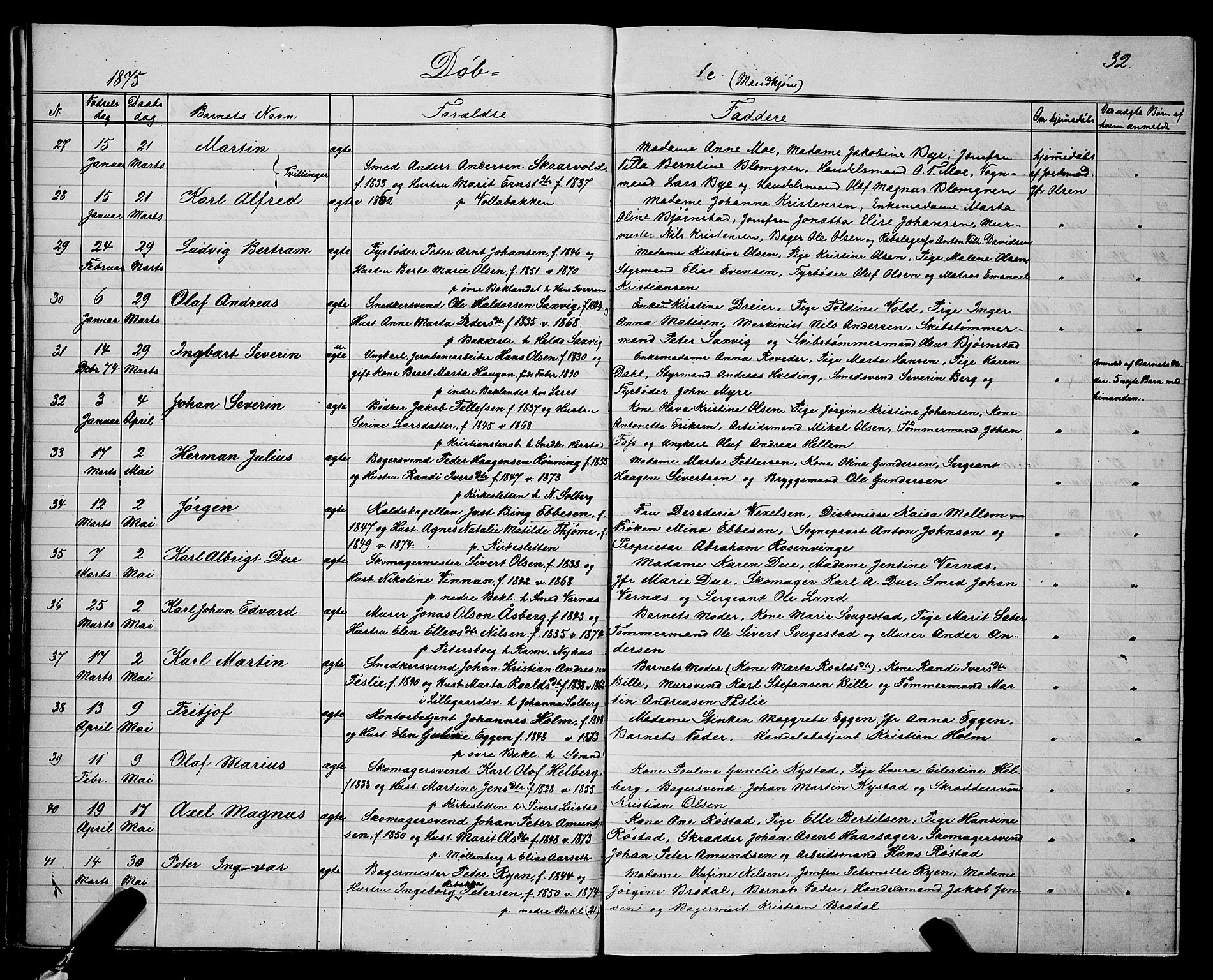 Ministerialprotokoller, klokkerbøker og fødselsregistre - Sør-Trøndelag, SAT/A-1456/604/L0220: Klokkerbok nr. 604C03, 1870-1885, s. 32