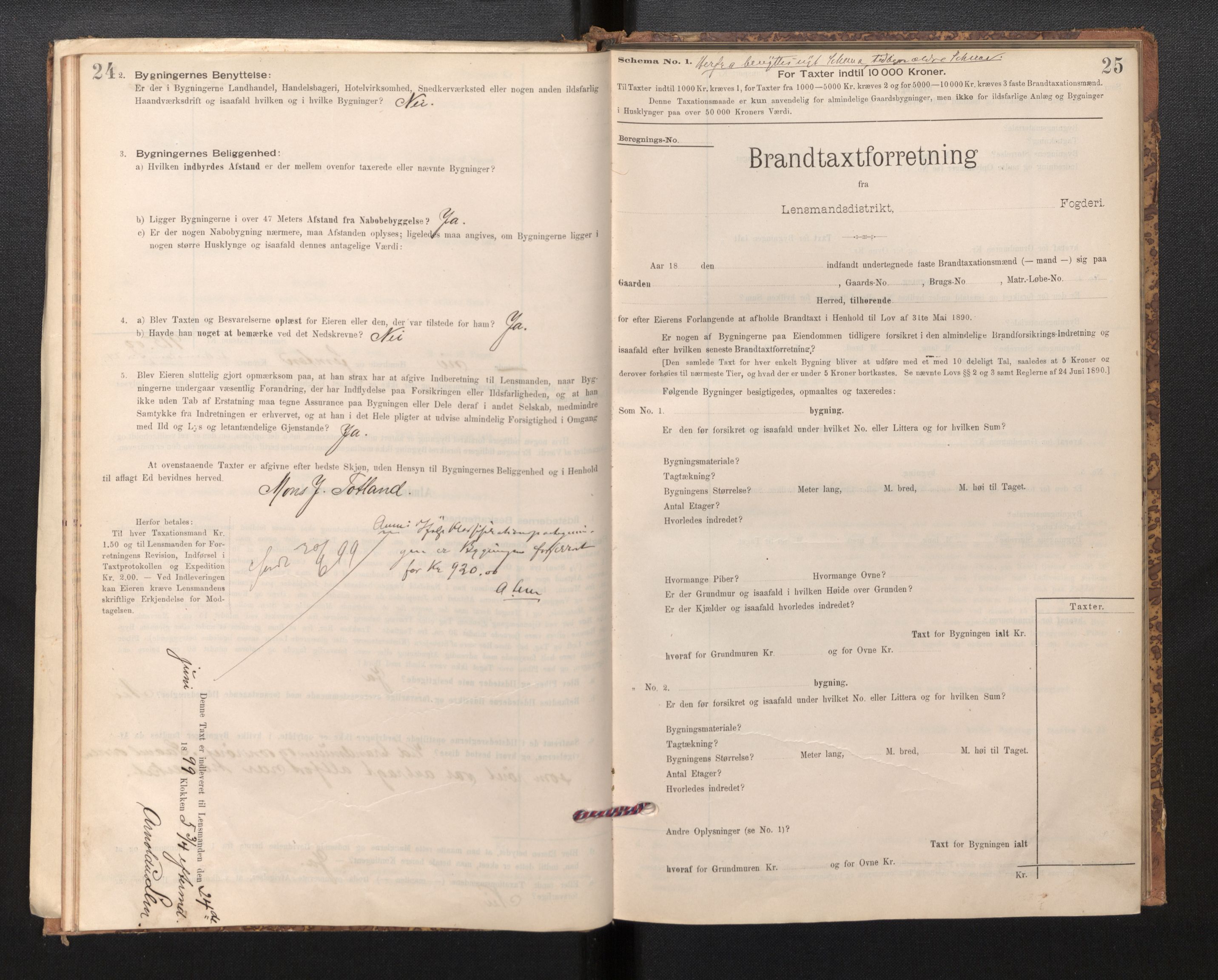 Lensmannen i Davik, AV/SAB-A-26801/0012/L0004: Branntakstprotokoll, skjematakst, 1894-1915, s. 24-25