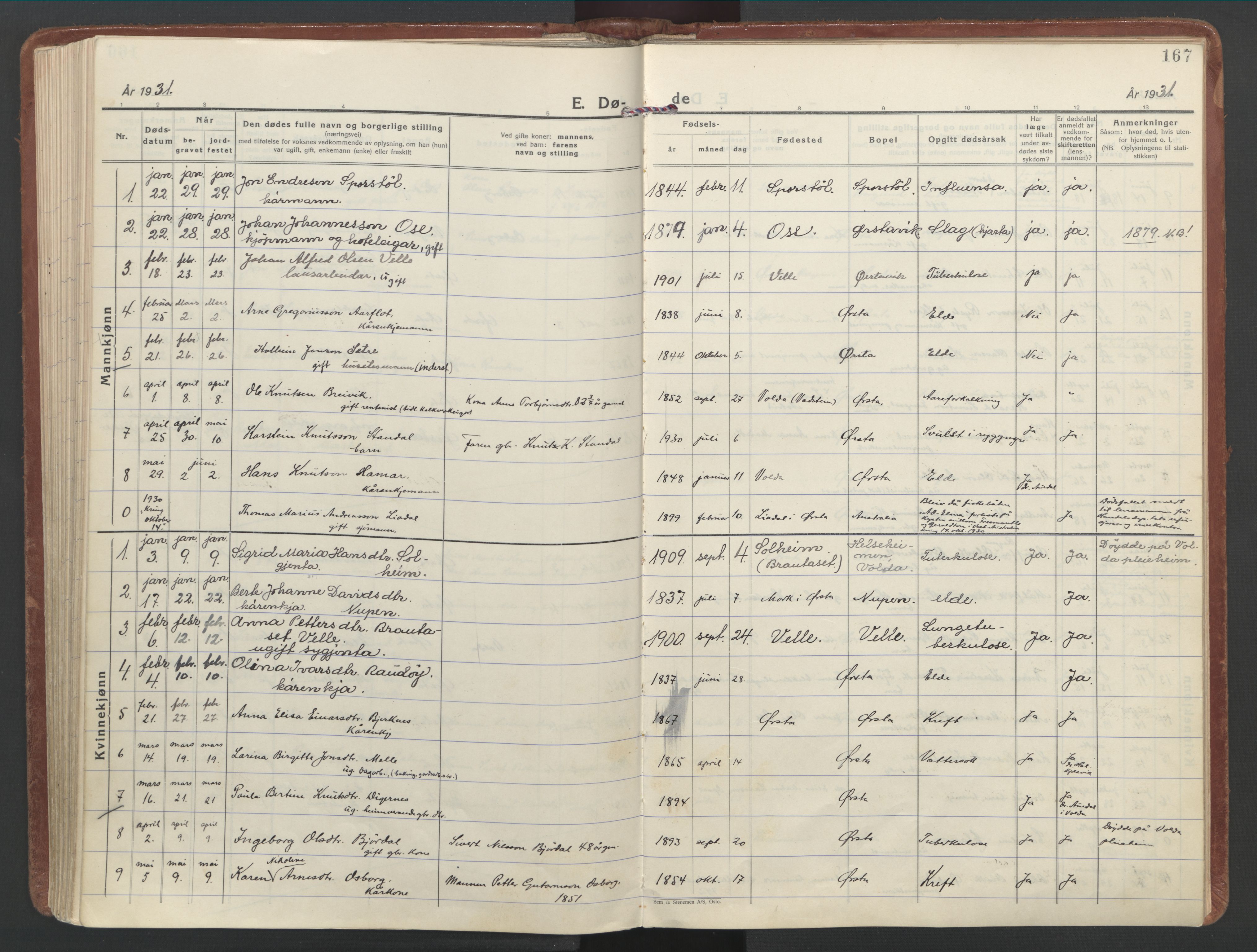 Ministerialprotokoller, klokkerbøker og fødselsregistre - Møre og Romsdal, AV/SAT-A-1454/513/L0181: Ministerialbok nr. 513A08, 1930-1943, s. 167