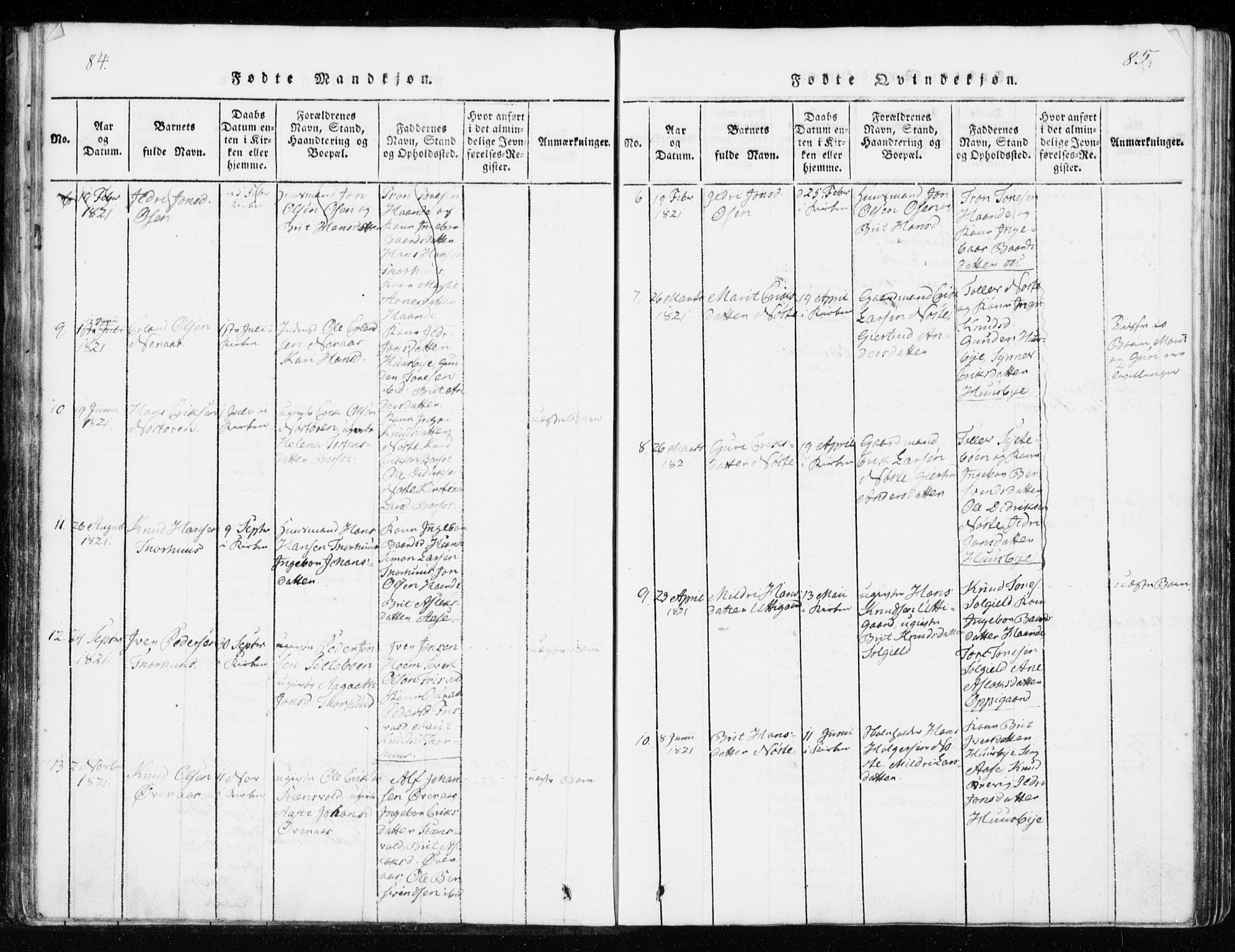Ministerialprotokoller, klokkerbøker og fødselsregistre - Møre og Romsdal, SAT/A-1454/551/L0623: Ministerialbok nr. 551A03, 1818-1831, s. 84-85