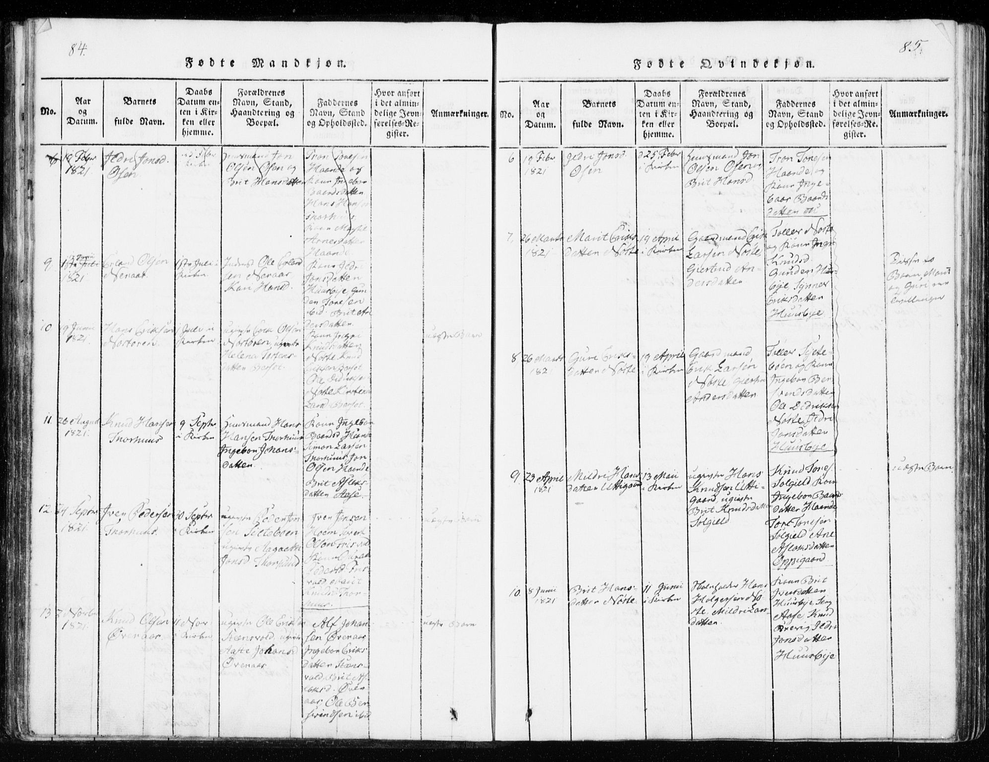 Ministerialprotokoller, klokkerbøker og fødselsregistre - Møre og Romsdal, AV/SAT-A-1454/551/L0623: Ministerialbok nr. 551A03, 1818-1831, s. 84-85