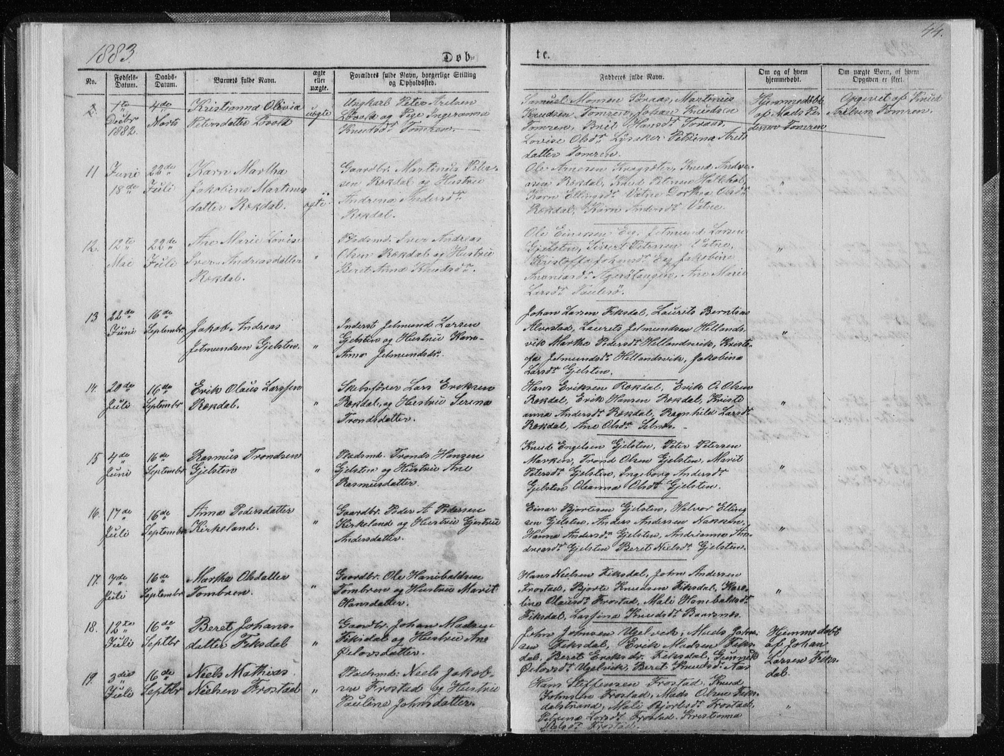 Ministerialprotokoller, klokkerbøker og fødselsregistre - Møre og Romsdal, AV/SAT-A-1454/540/L0541: Klokkerbok nr. 540C01, 1867-1920, s. 44