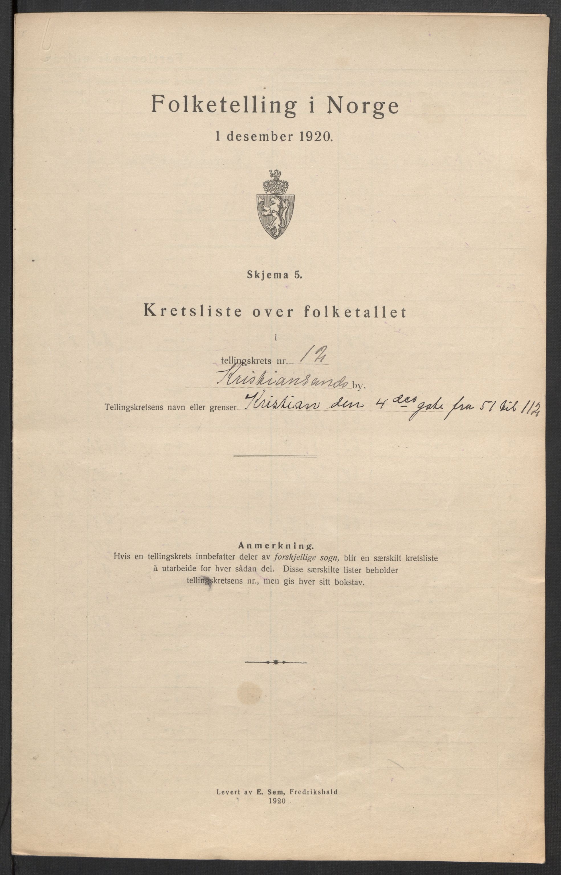 SAK, Folketelling 1920 for 1001 Kristiansand kjøpstad, 1920, s. 40